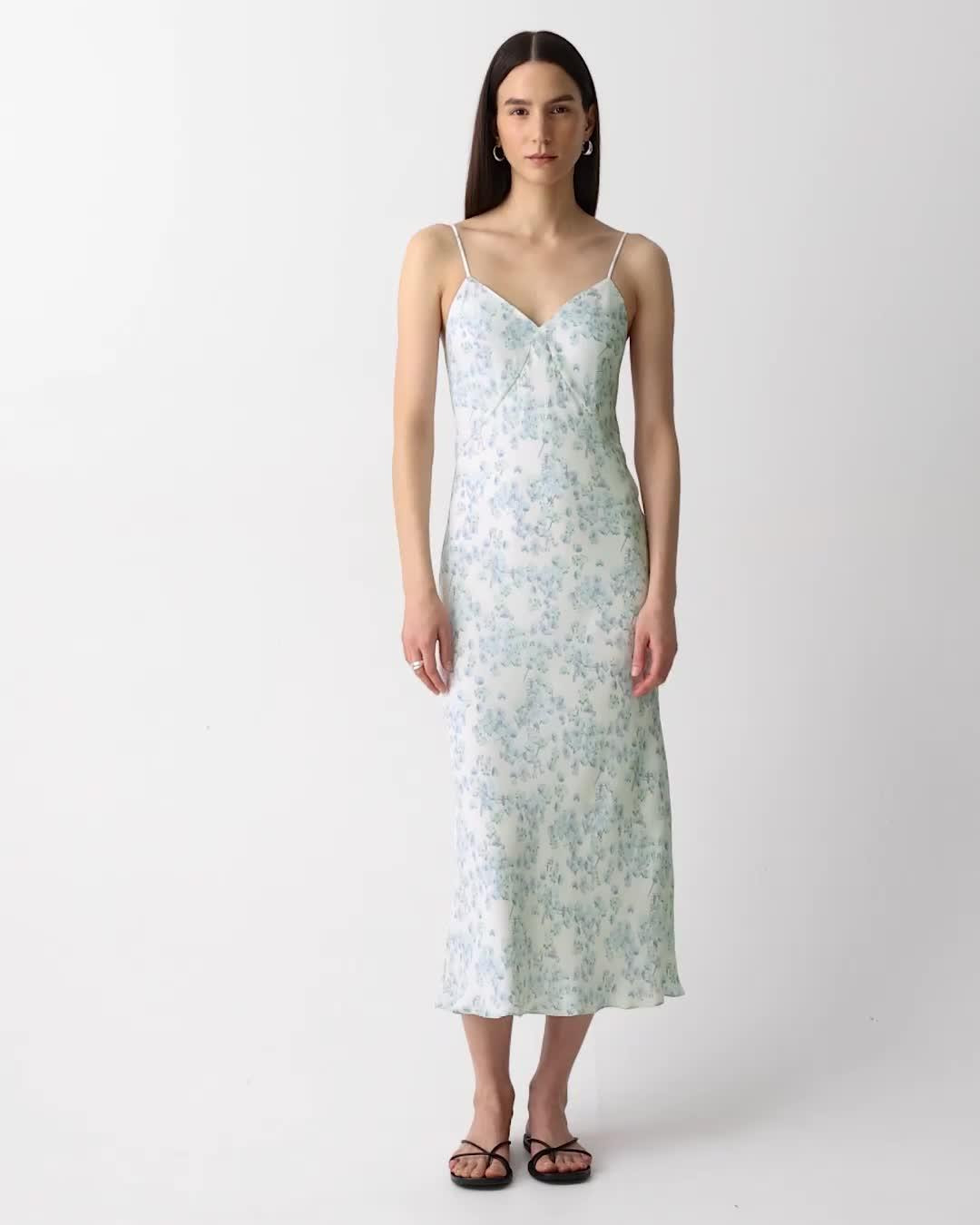 Slip Dress in Floral Satin Georgette - 7