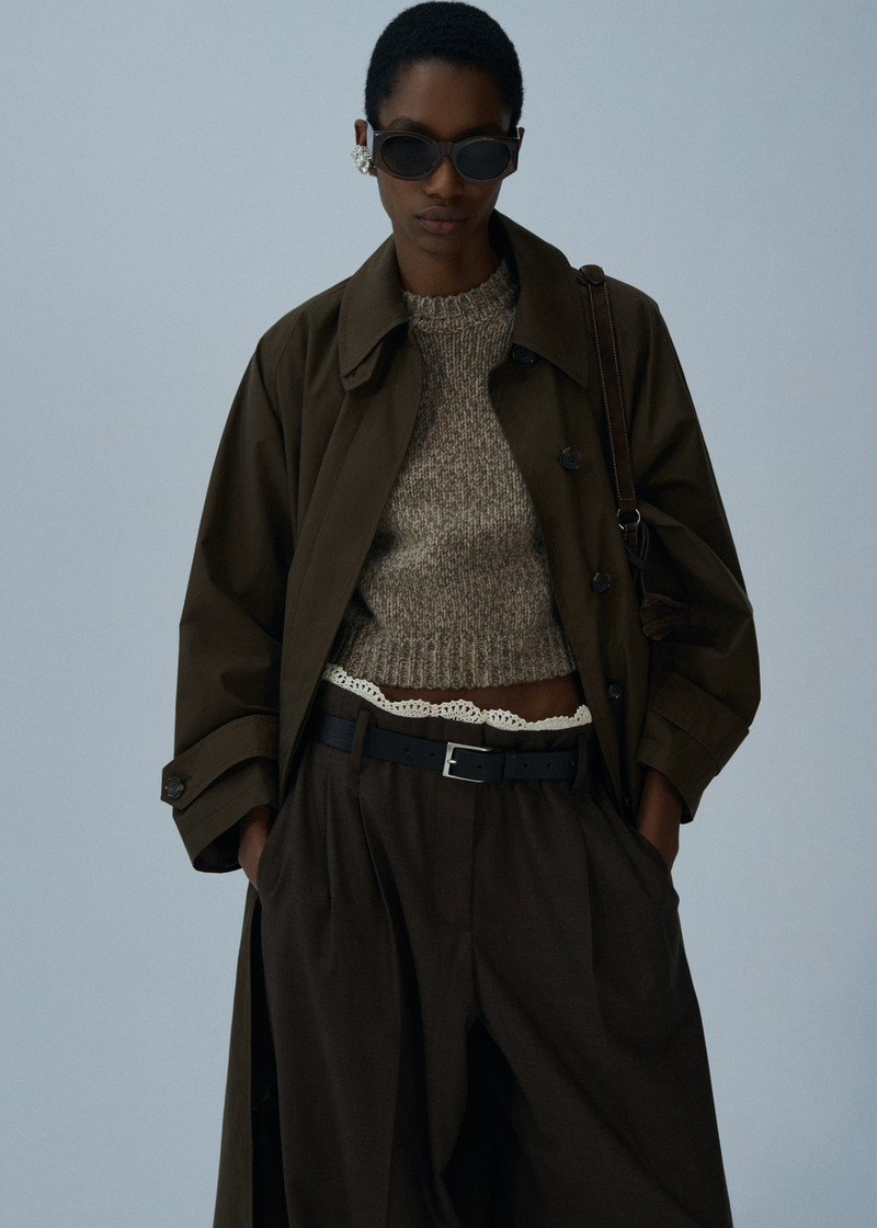 MAGDA BUTRYM Cropped marled knitwear top in beige outlook