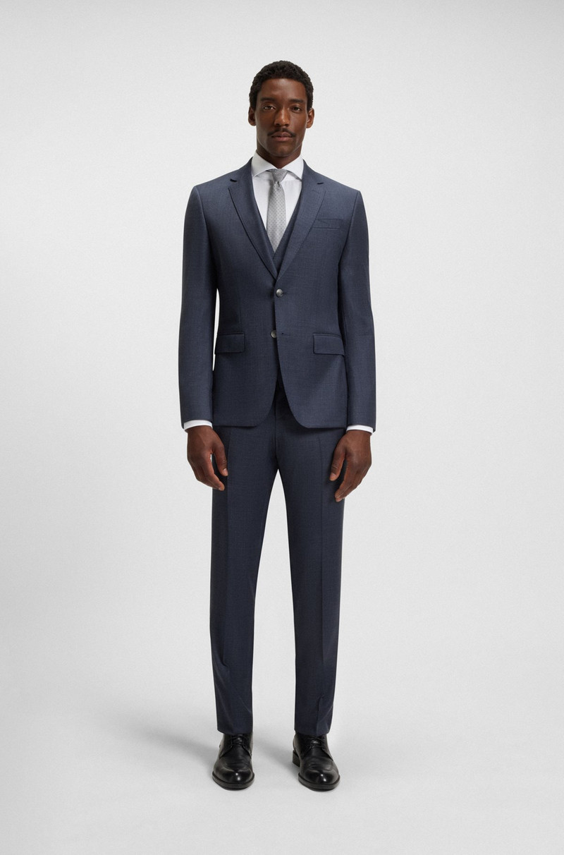 THREE-PIECE SLIM-FIT SUIT IN PATTERNED STRETCH WOOL 1