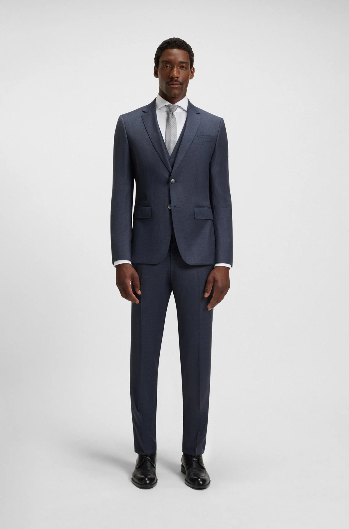 THREE-PIECE SLIM-FIT SUIT IN PATTERNED STRETCH WOOL - 1