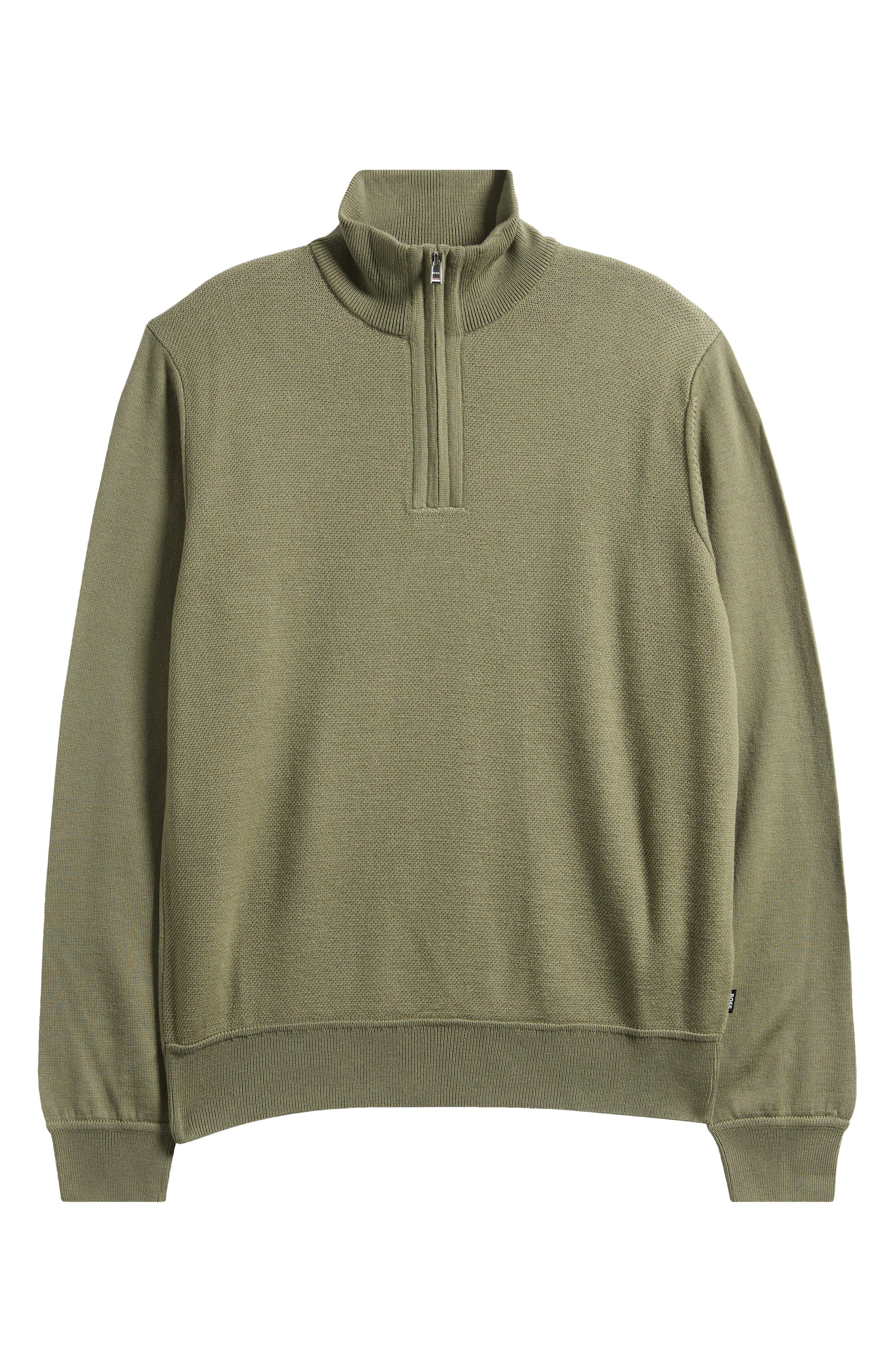 BOSS Illario Quarter Zip Sweater in Medium Green at Nordstrom - 5