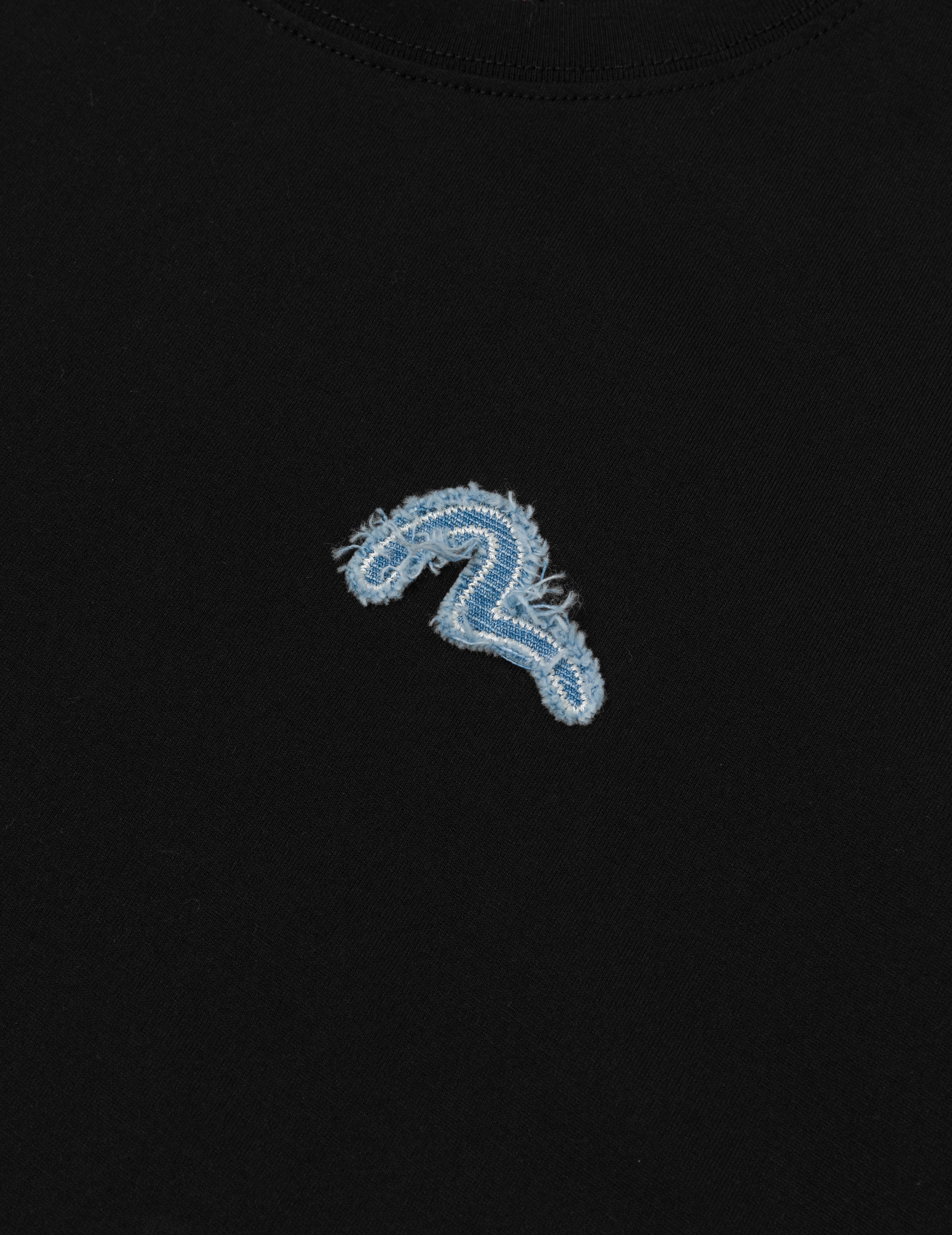 Deconstructed Denim Applique Embroidery Regular Fit T-Shirt - 5
