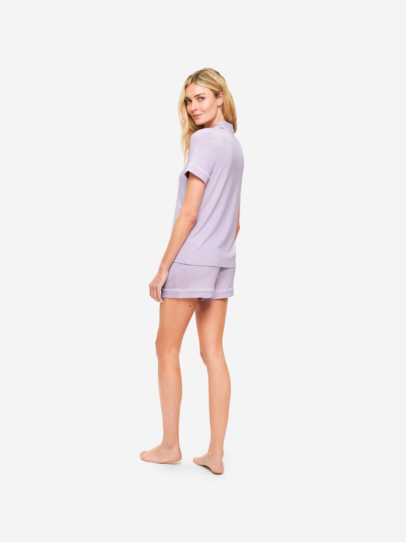 Women's Short Pyjamas Lara Micro Modal Stretch Lilac - 5