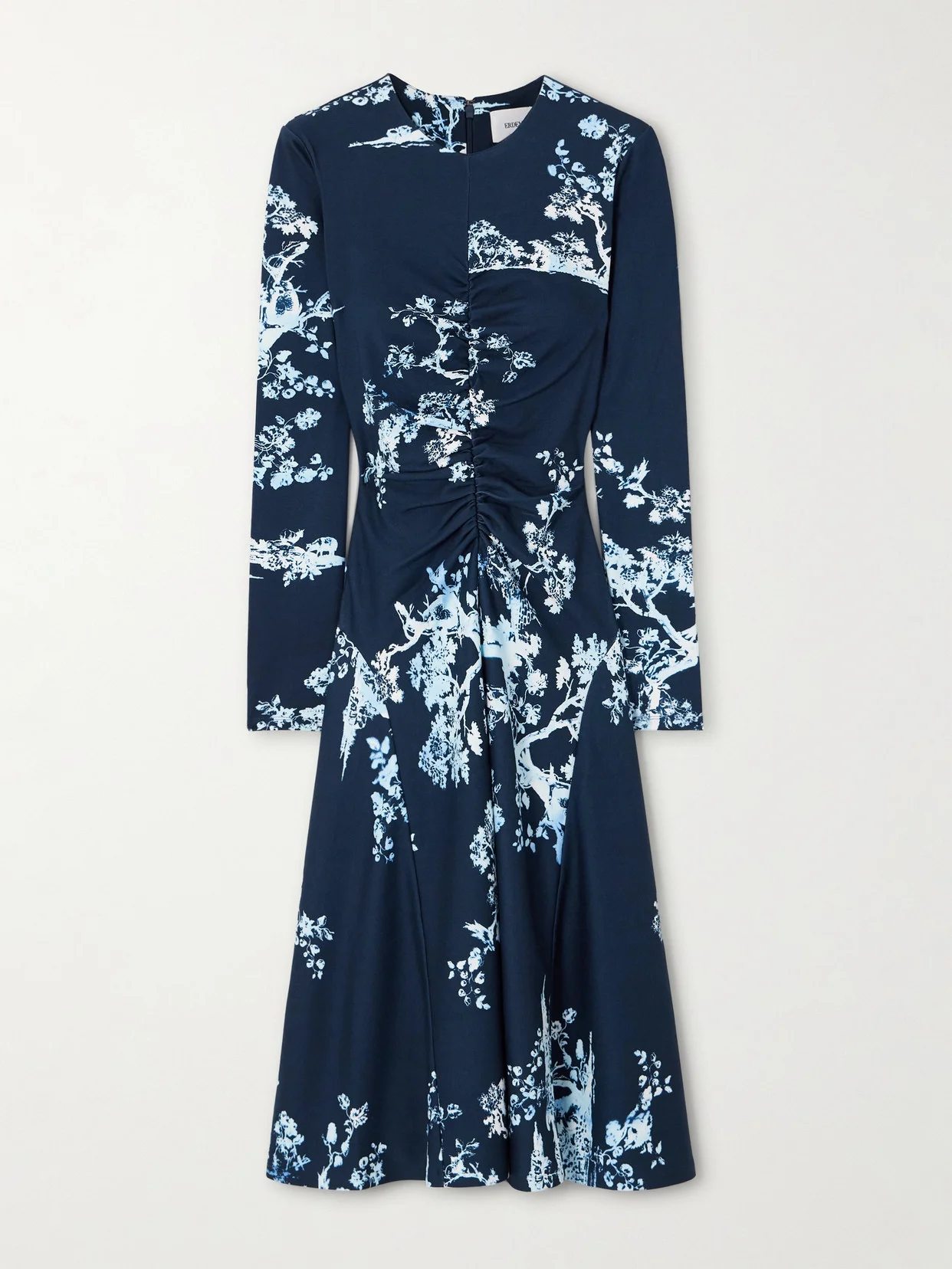 Gathered Printed Ponte Midi Dress - 1