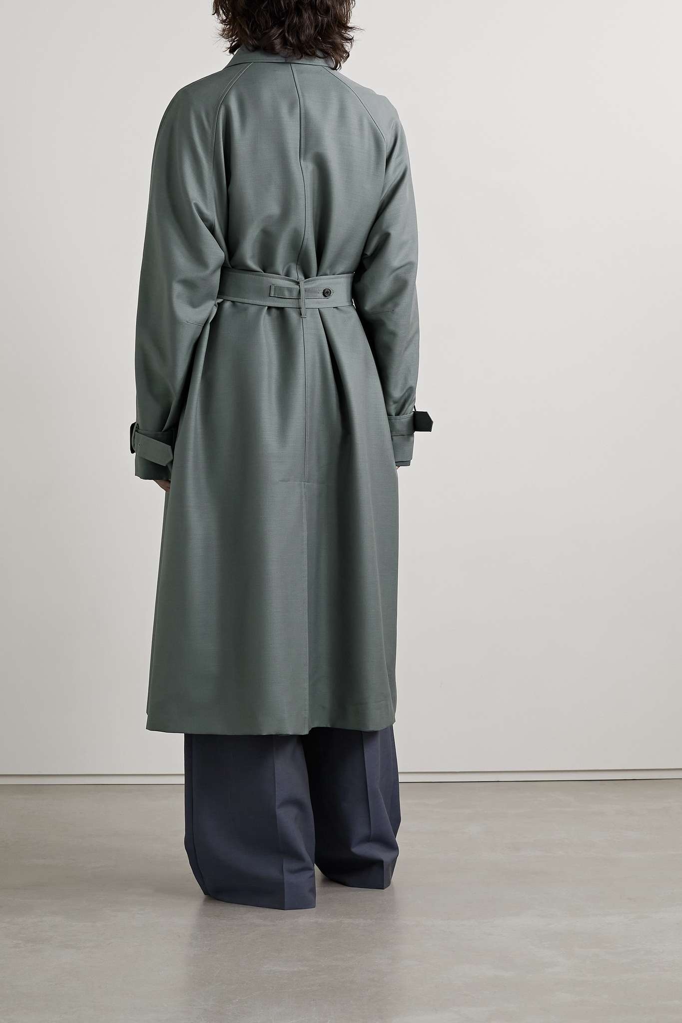 Karim belted wool and mohair-blend coat - 4