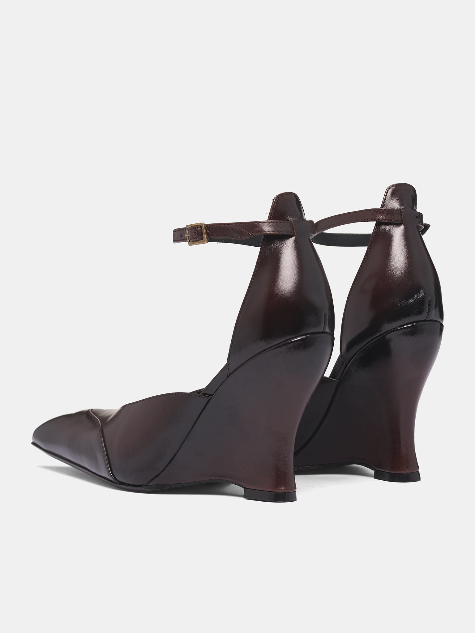 Brown Sabaton Leather Wedge Mules - 5