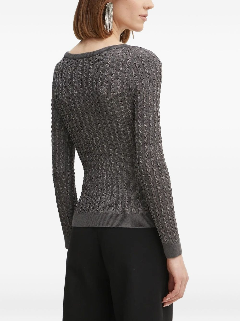cable-knit metallic-threading sweater - 2