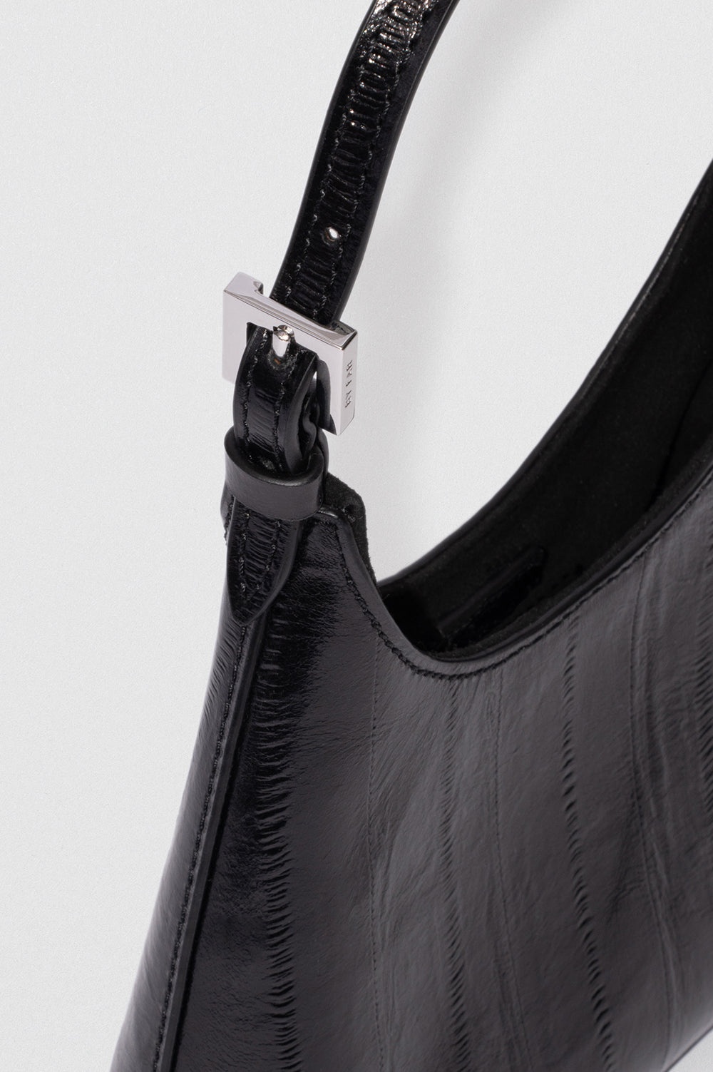 BABY CAMRYN BLACK EEL EMBOSSED LEATHER TOP-HANDLE BAG - 4