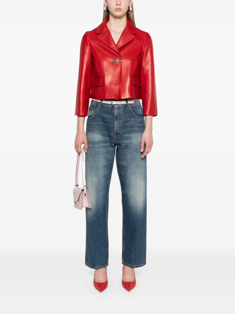 logo-patch straight jeans - 2