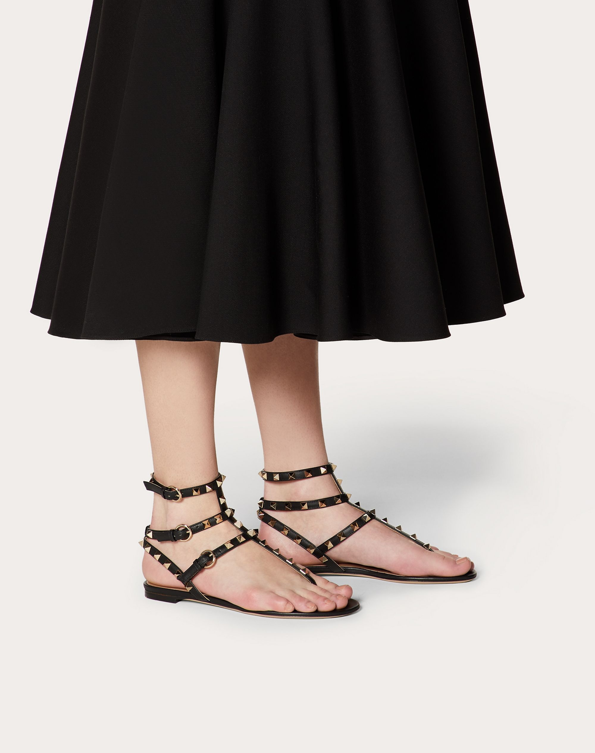 Rockstud Calfskin Flat Flip-Flop Sandal - 6