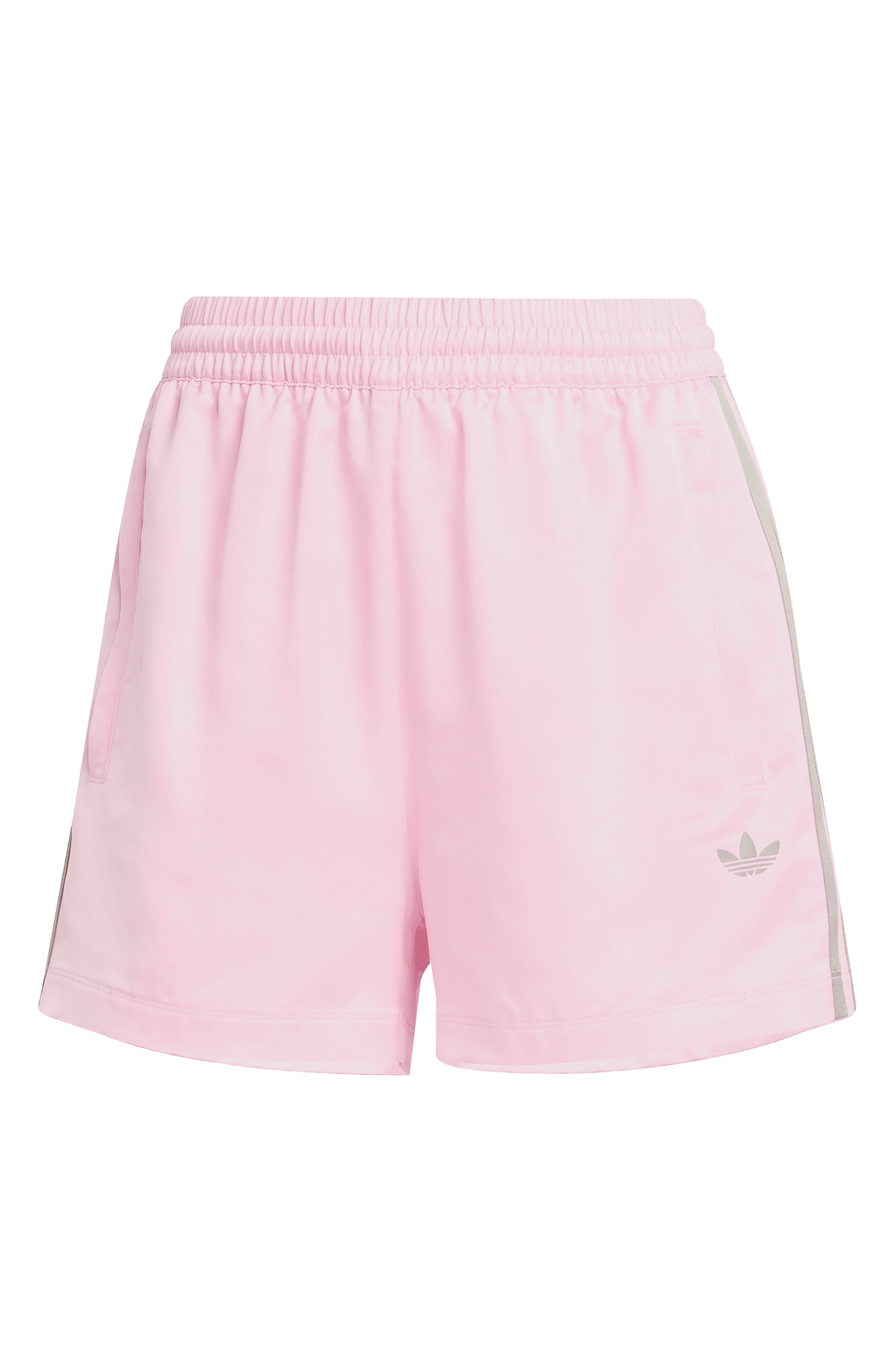 adidas 3-Stripes Pinstripe Satin Shorts in True Pink at Nordstrom - 4