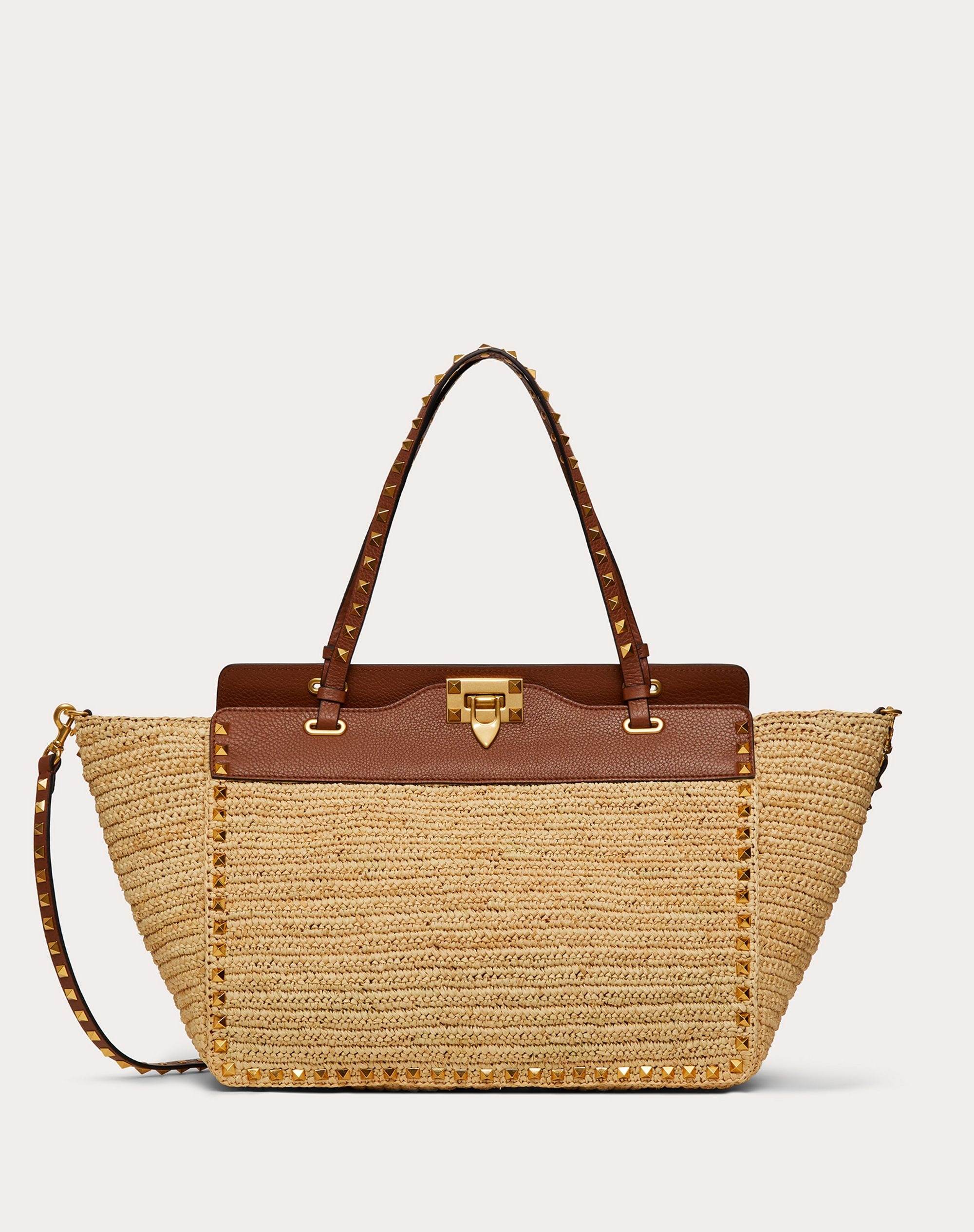 Medium Rockstud Bag in Crochet Raffia - 1