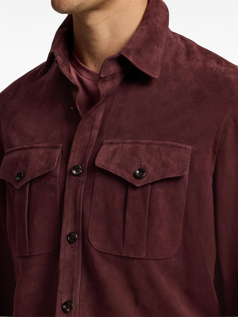chest-pockets suede overshirt 6