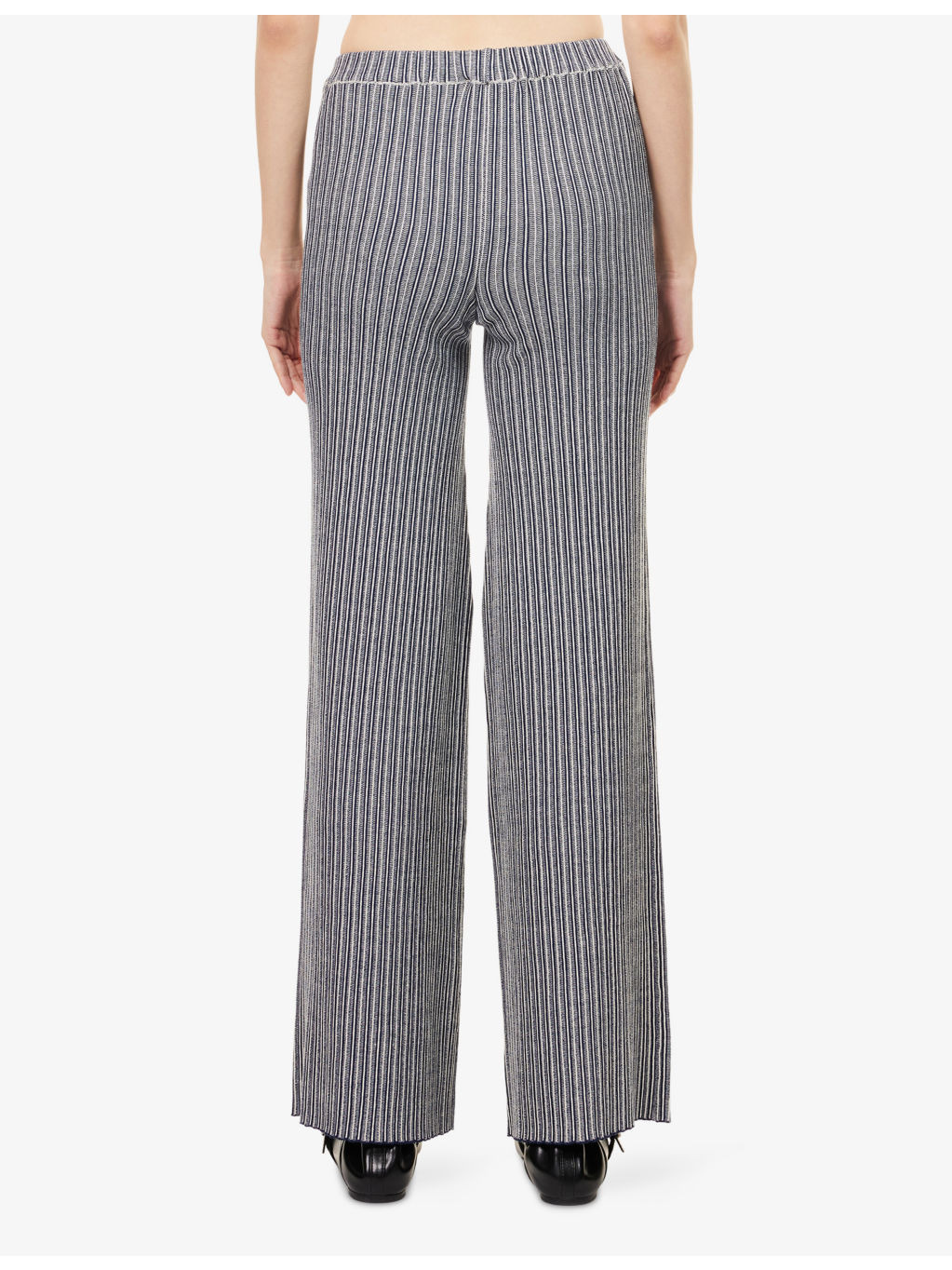 Flared-Leg Ribbed Knitted Trousers - 4