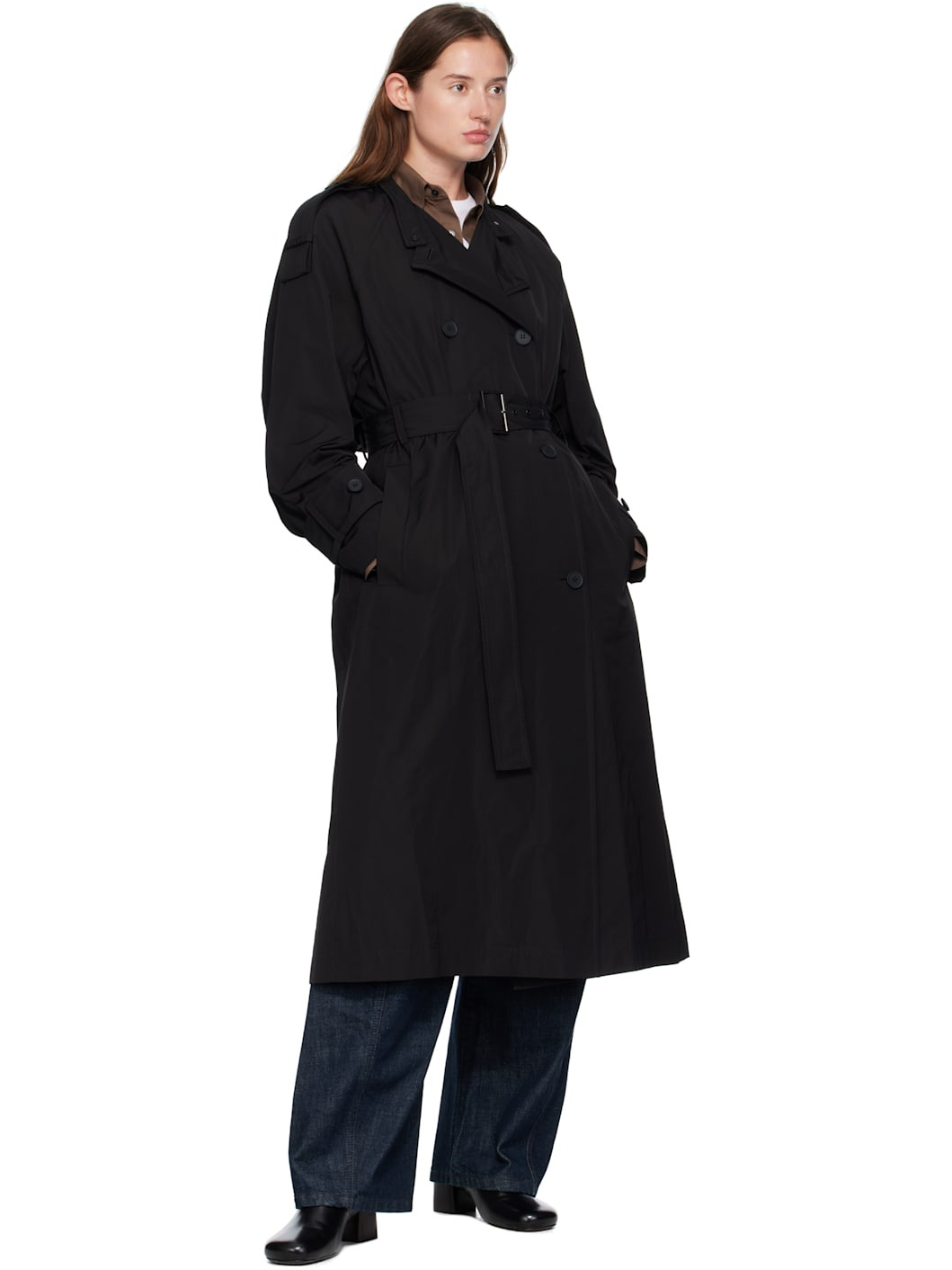 Black Matte Trevoux Trench Coat - 5