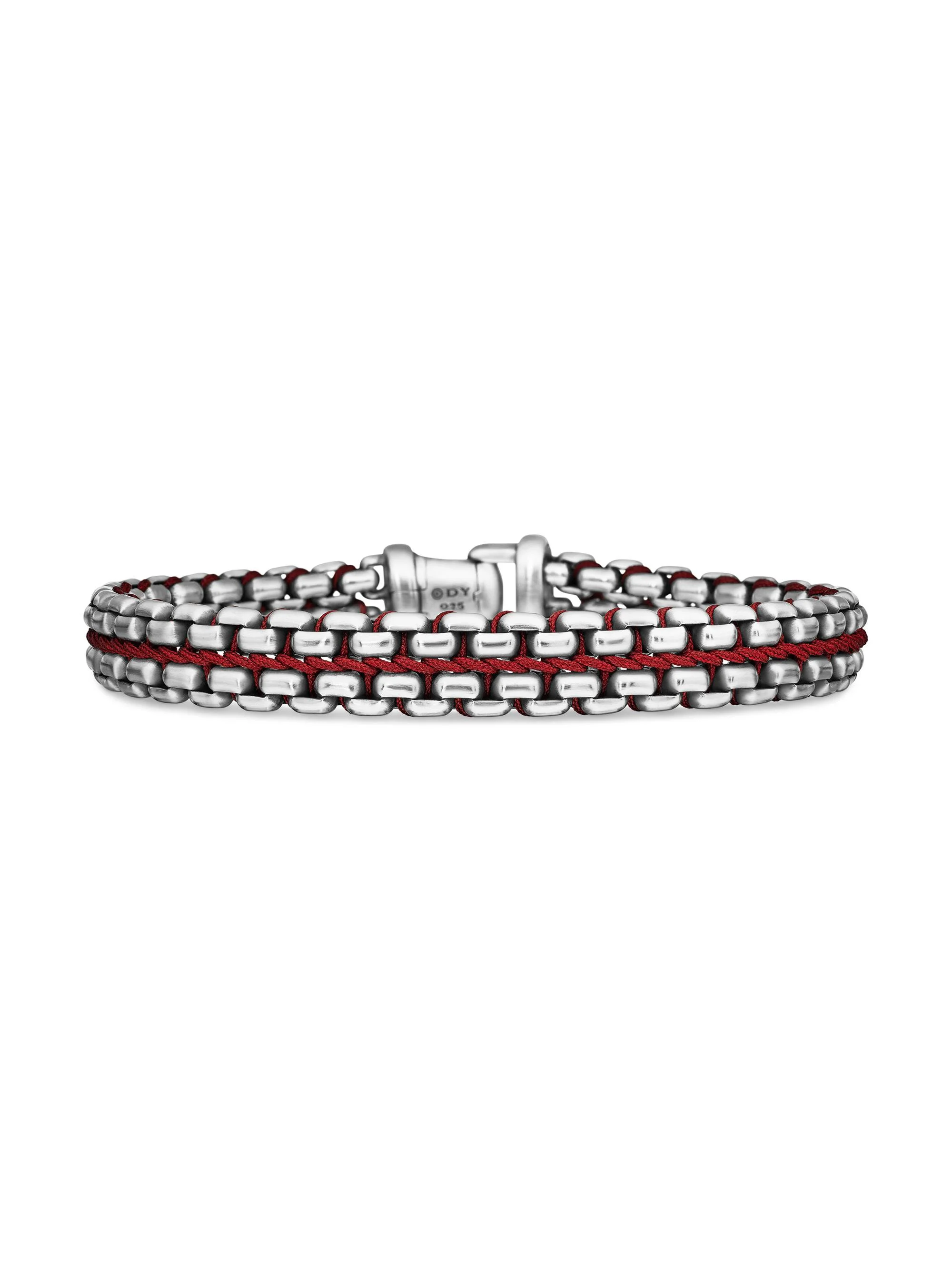 Men's Woven Box Chain Bracelet with Nylon - Burgundy - 1