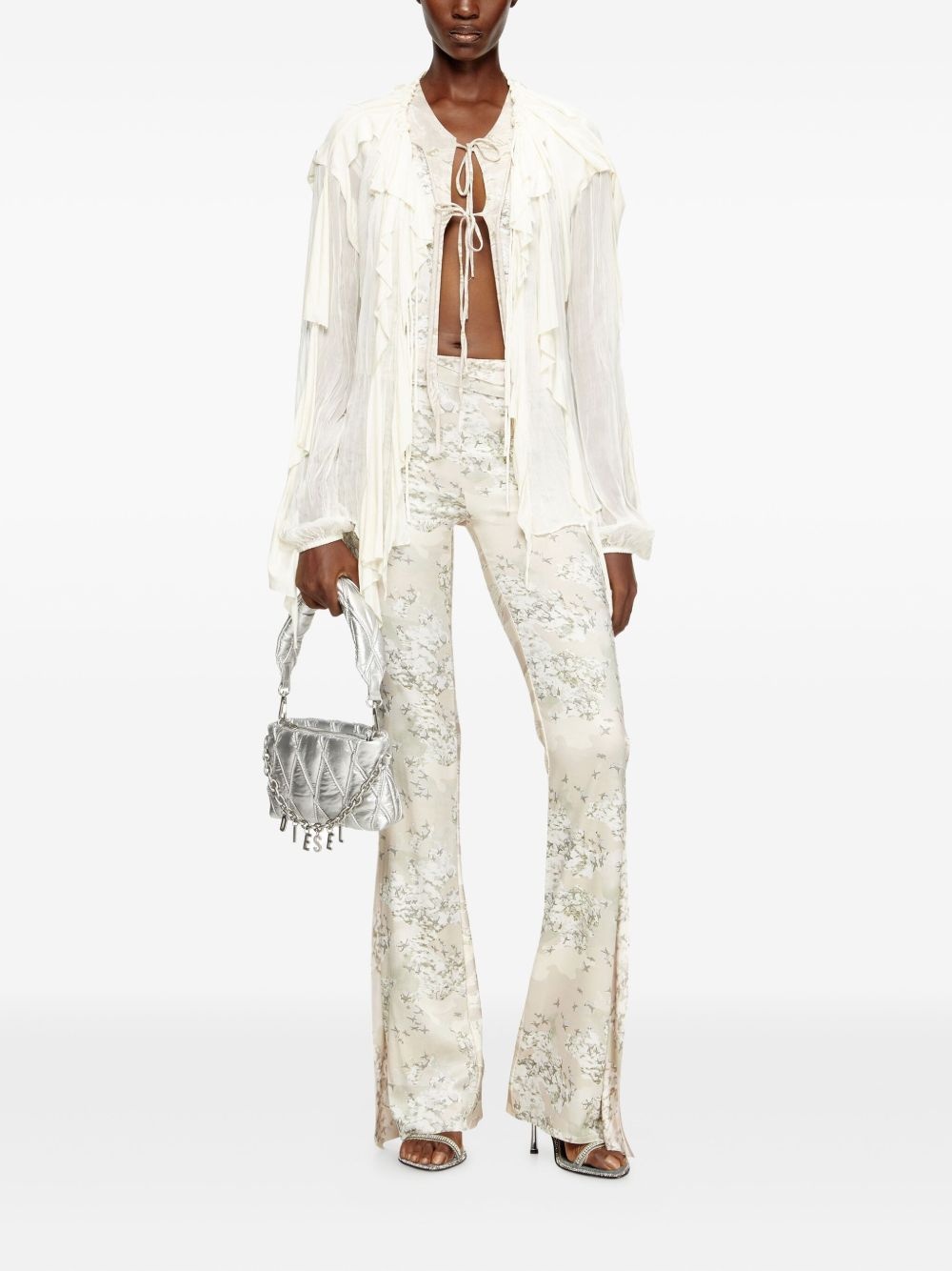 C-Lassy ruffled lace-up blouse - 2