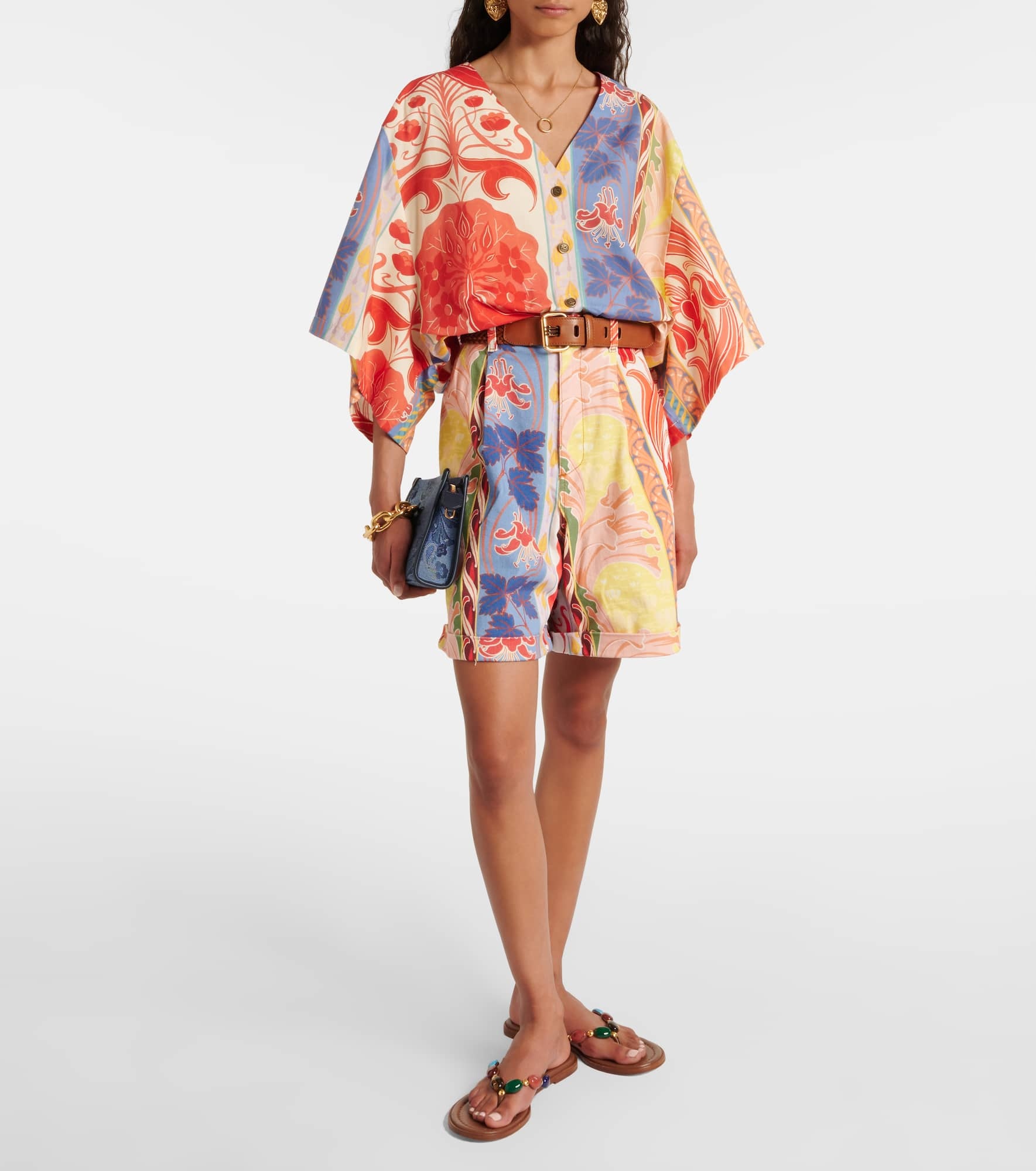 Printed oversized cotton-blend shirt - 2
