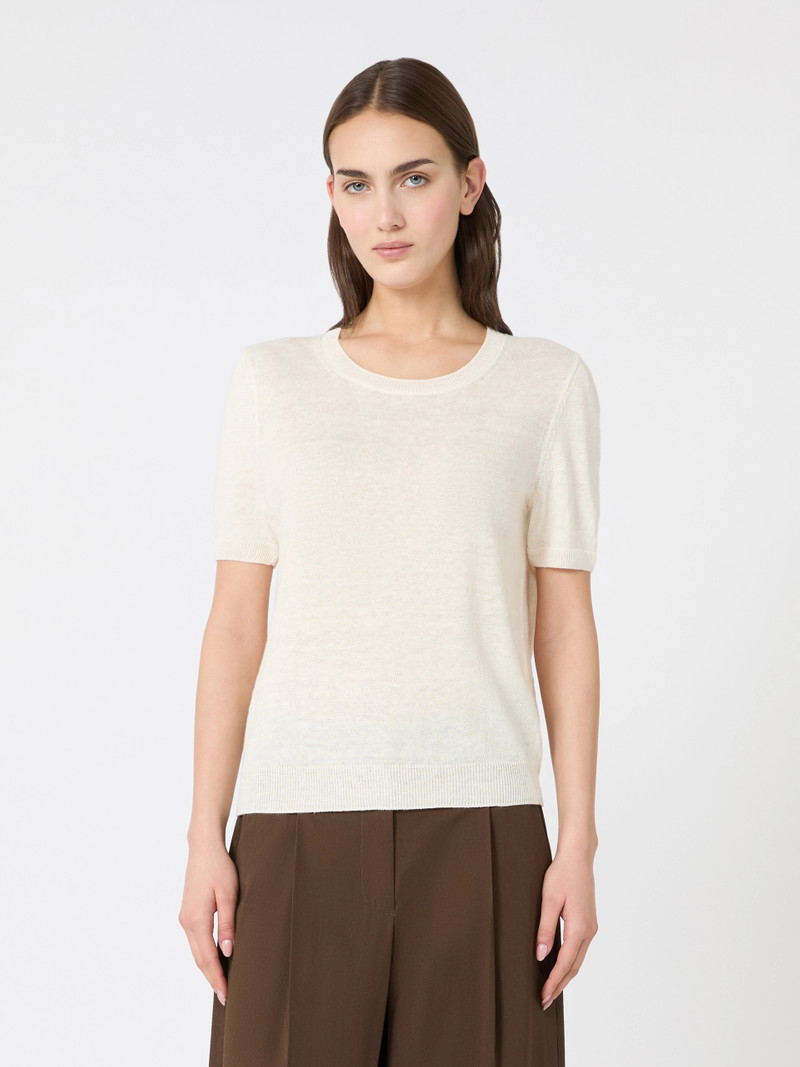 PANCONE Linen yarn basic jumper - ECRU 3