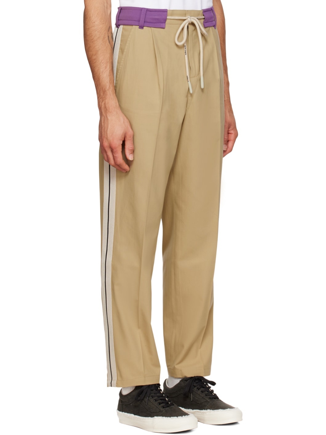 Tan & Purple Track Belt Trousers - 2