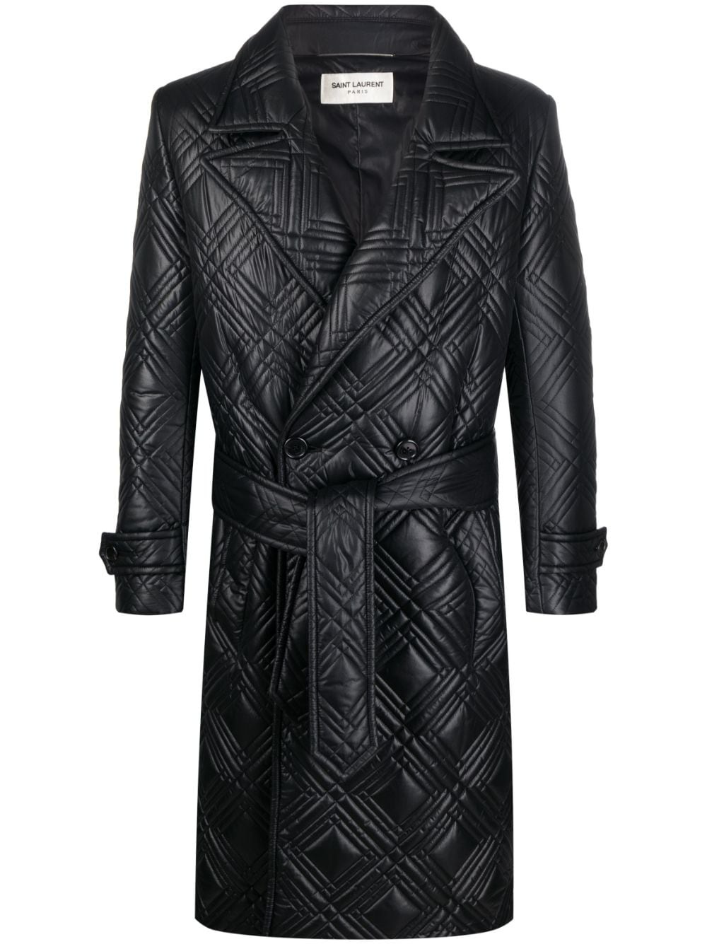 quilted wrap midi coat - 2