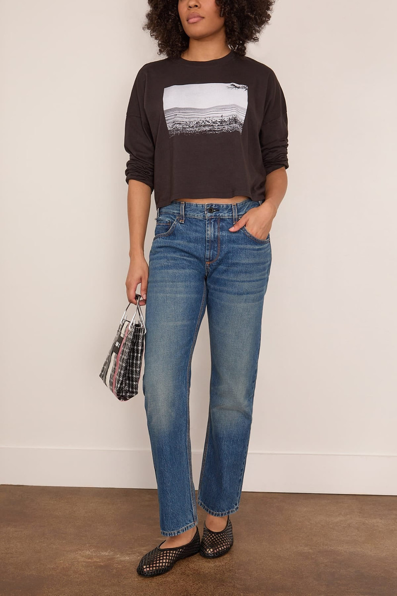 ASKK NY Cropped Long Sleeve Printed Tee in Heidi outlook