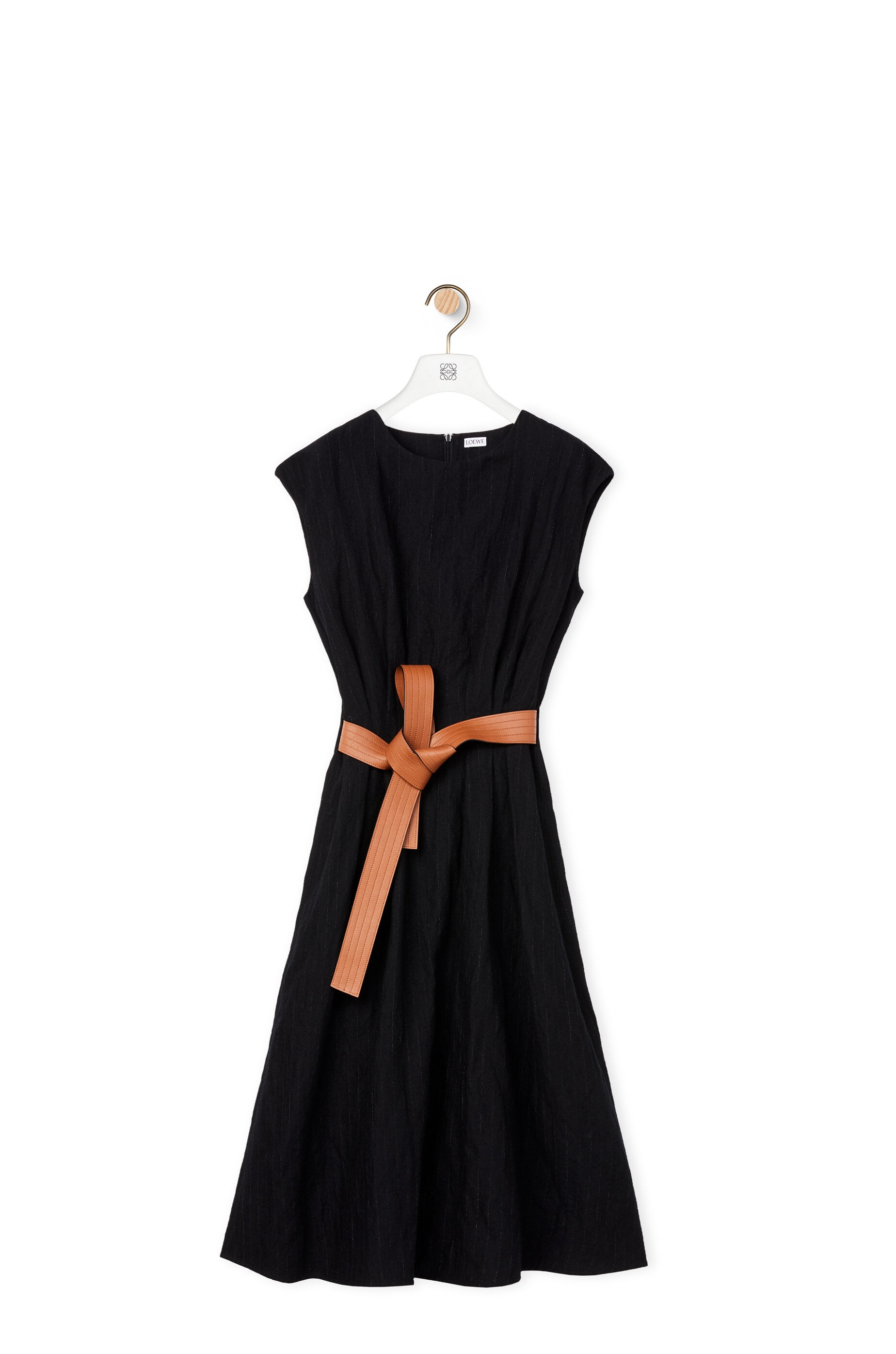 Belted midi dress in wool - 1