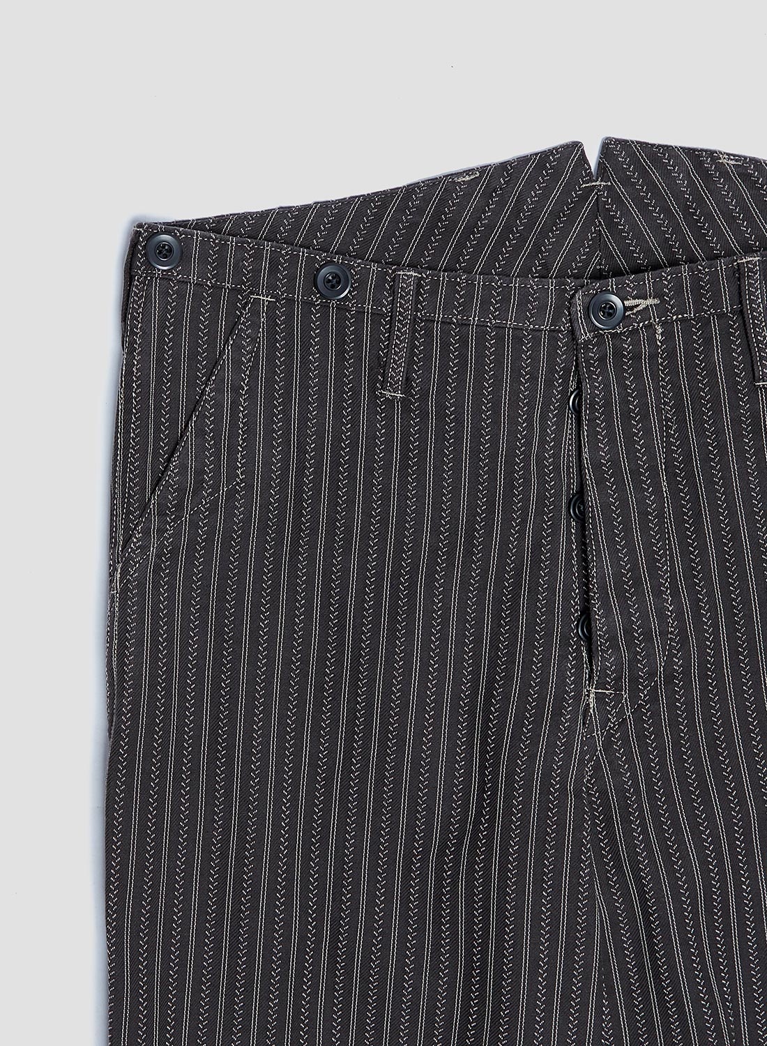 Adjustable Costume Original Herringbone Stripe Baggy Pants Black - 2
