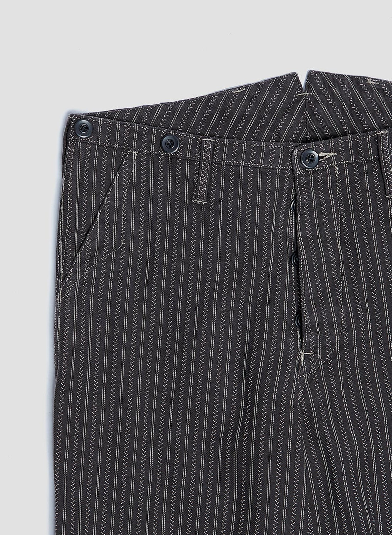 Nigel Cabourn Adjustable Costume Original Herringbone Stripe Baggy Pants Black outlook