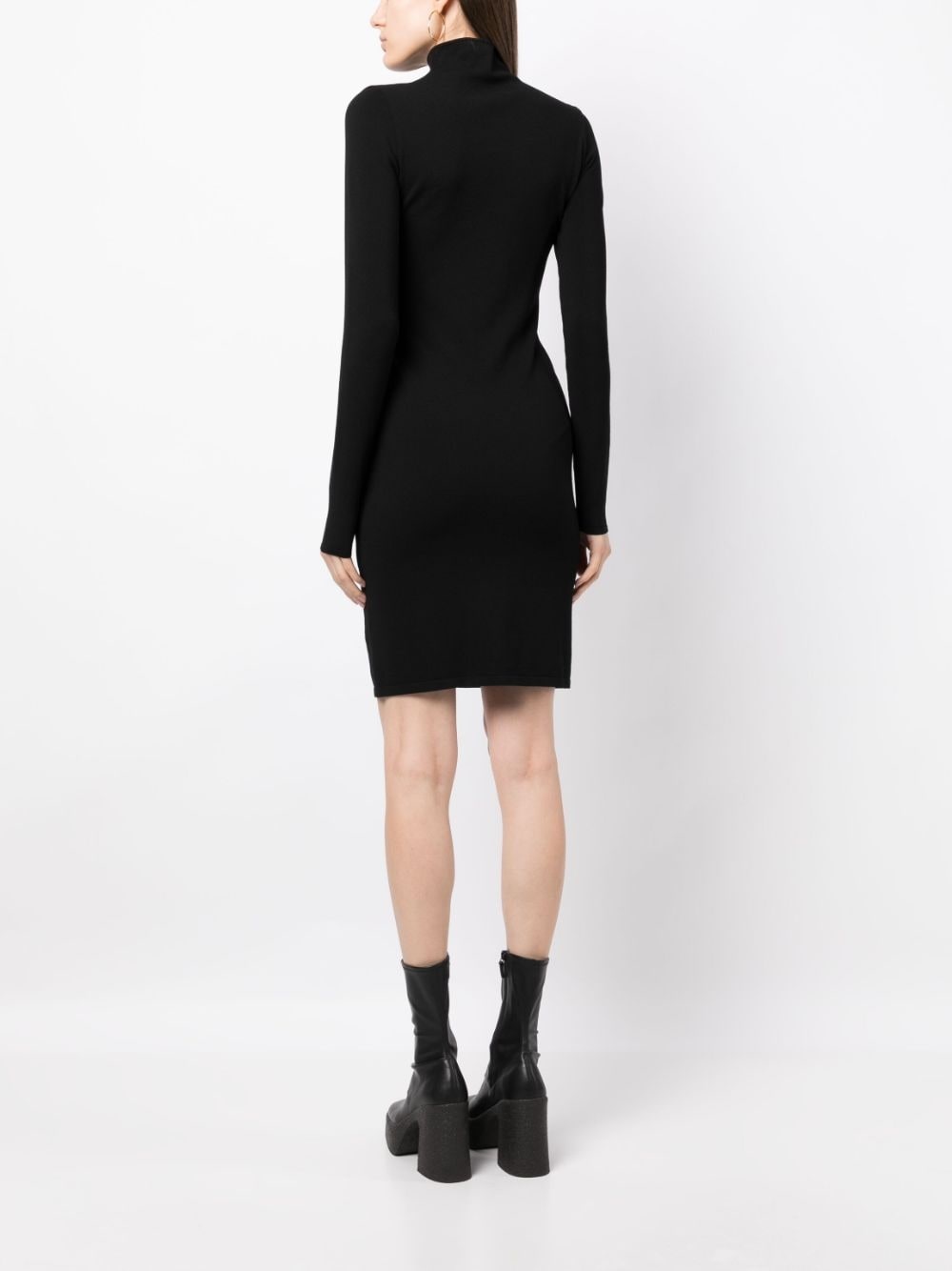 asymmetric fringed knitted dress - 4