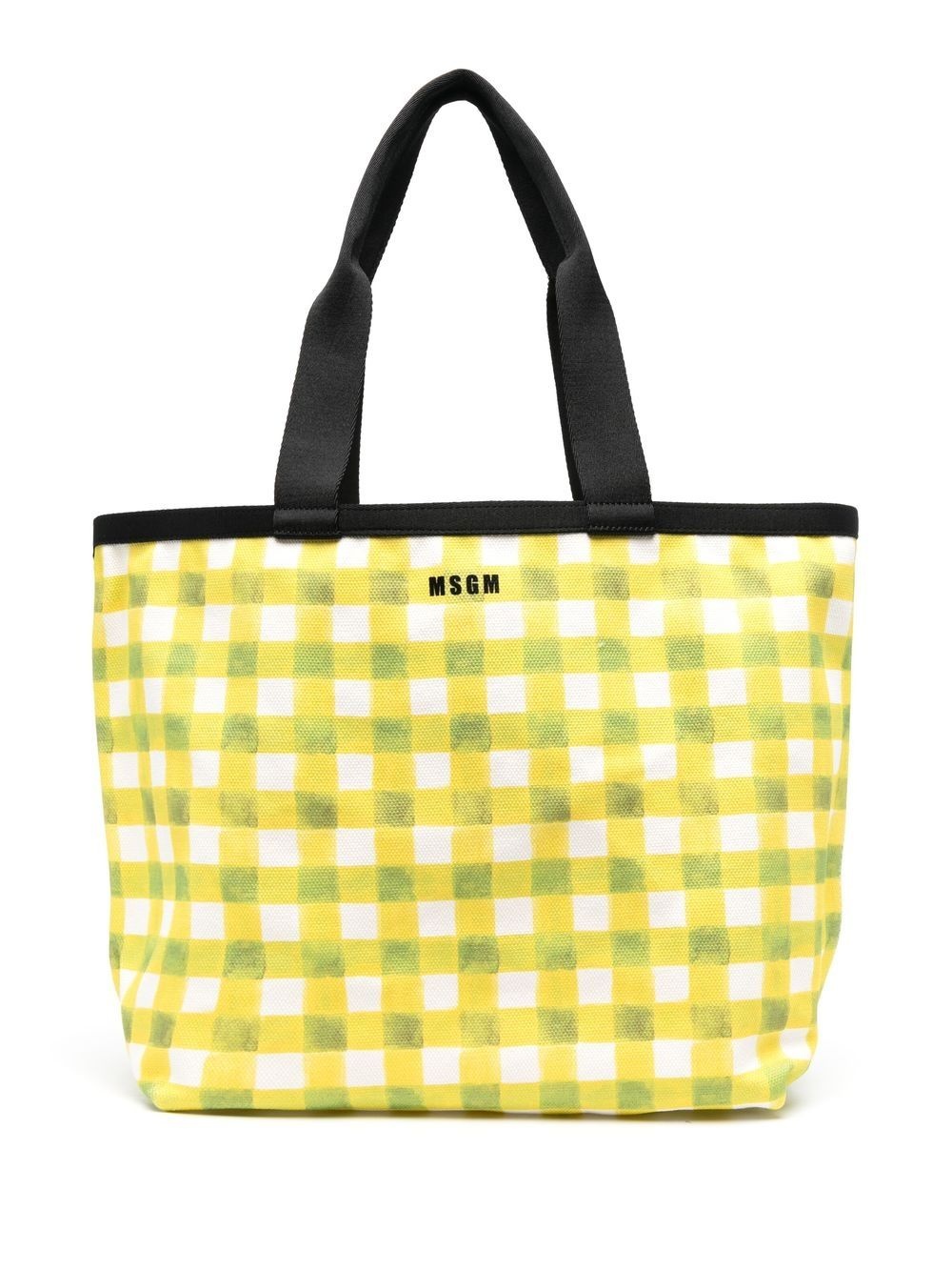 gingham-check tote bag - 1