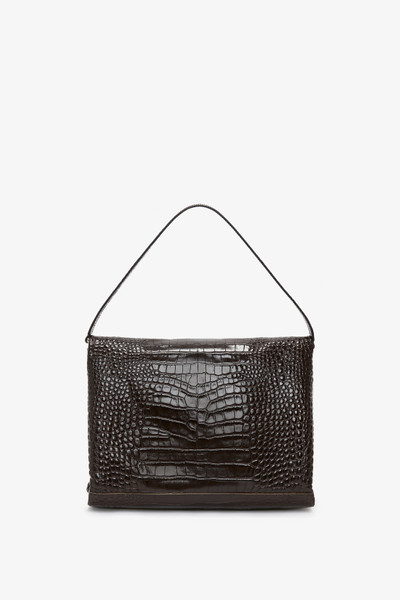 Victoria Beckham Jumbo Chain Pouch In Chocolate Croc-Effect Leather outlook