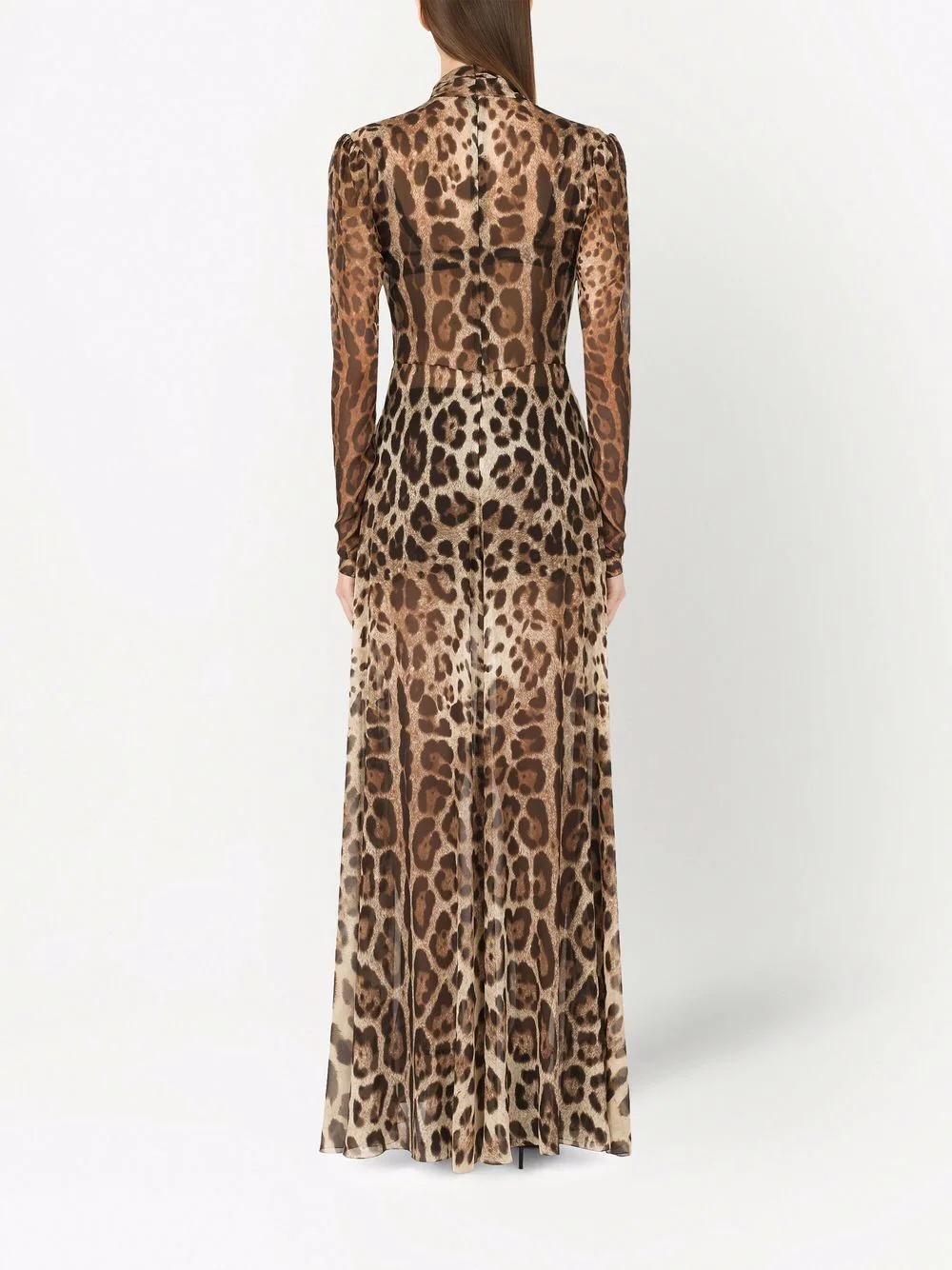 leopard-print slit-detail dress - 4