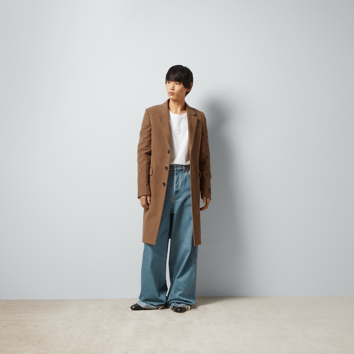 Smooth coat with Gucci Web label - 2
