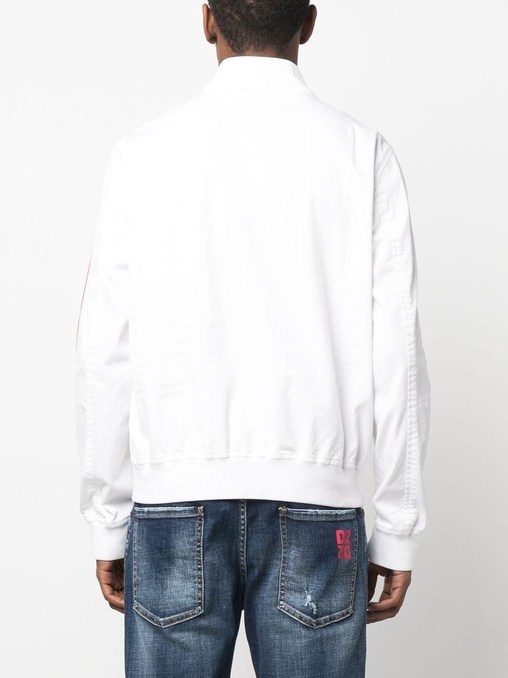 stripe-detail cotton jacket - 4