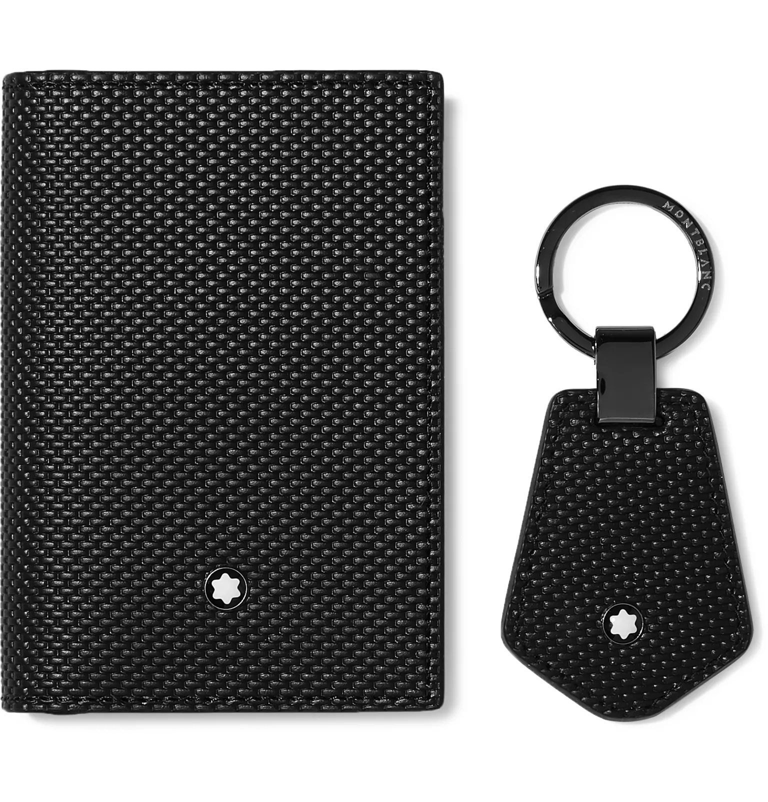 Woven Leather Business Cardholder and Key Fob Gift Set - 1