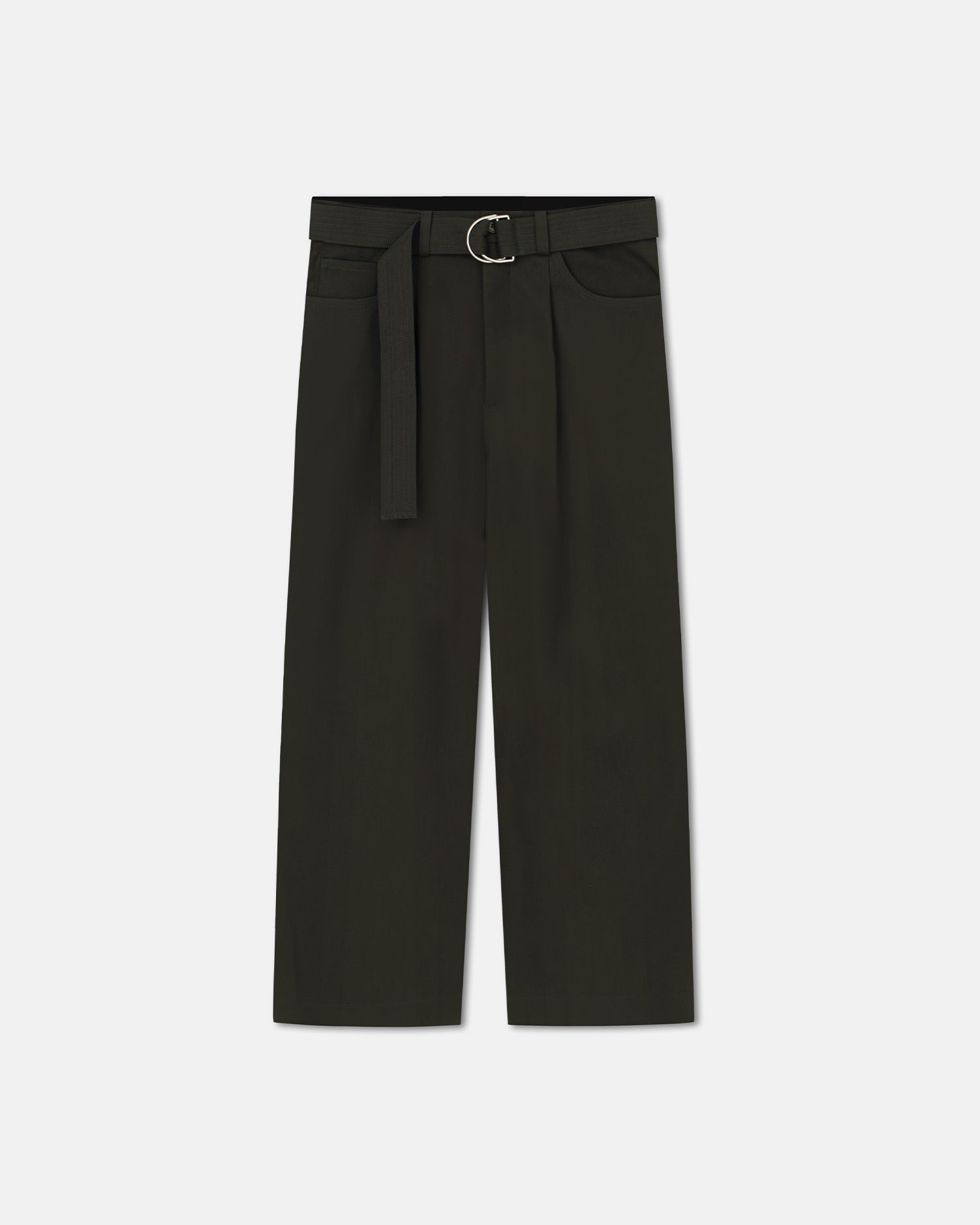 Belted Structured Twill Pants - 1