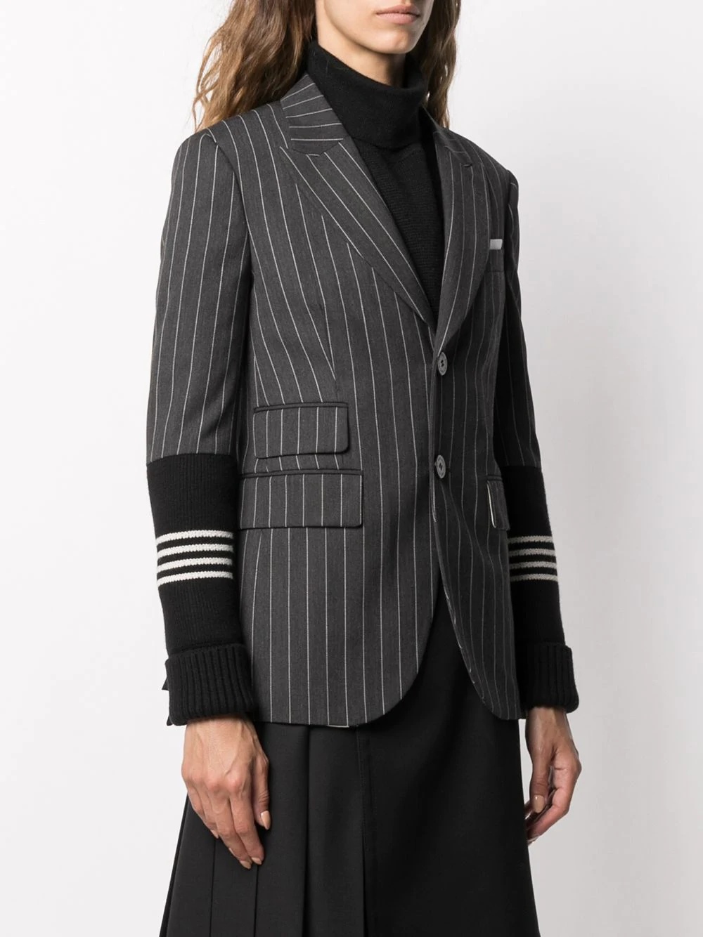 pinstripe single-breasted blazer - 3