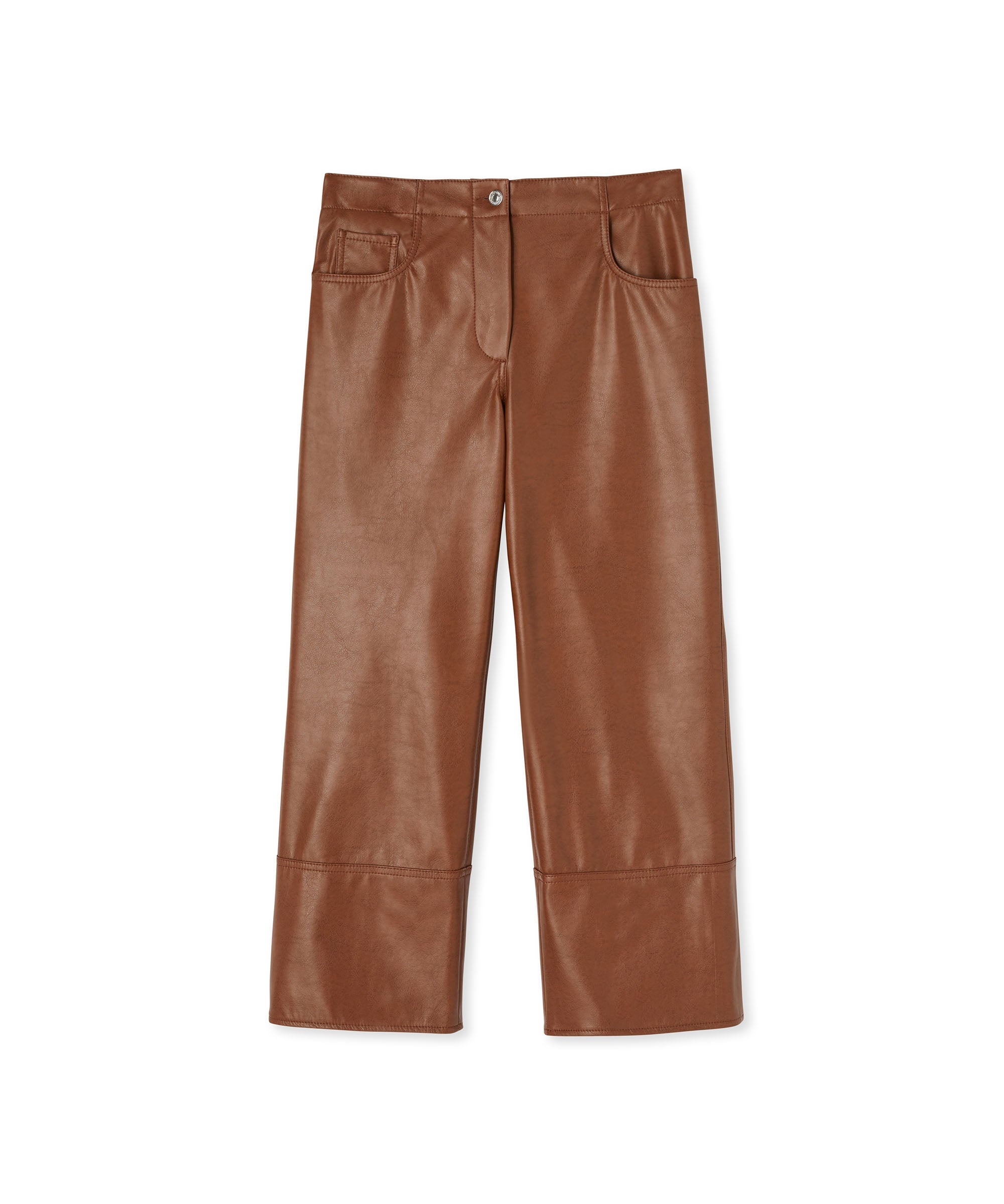 Faux leather boot-cut pants with straight legs - 2