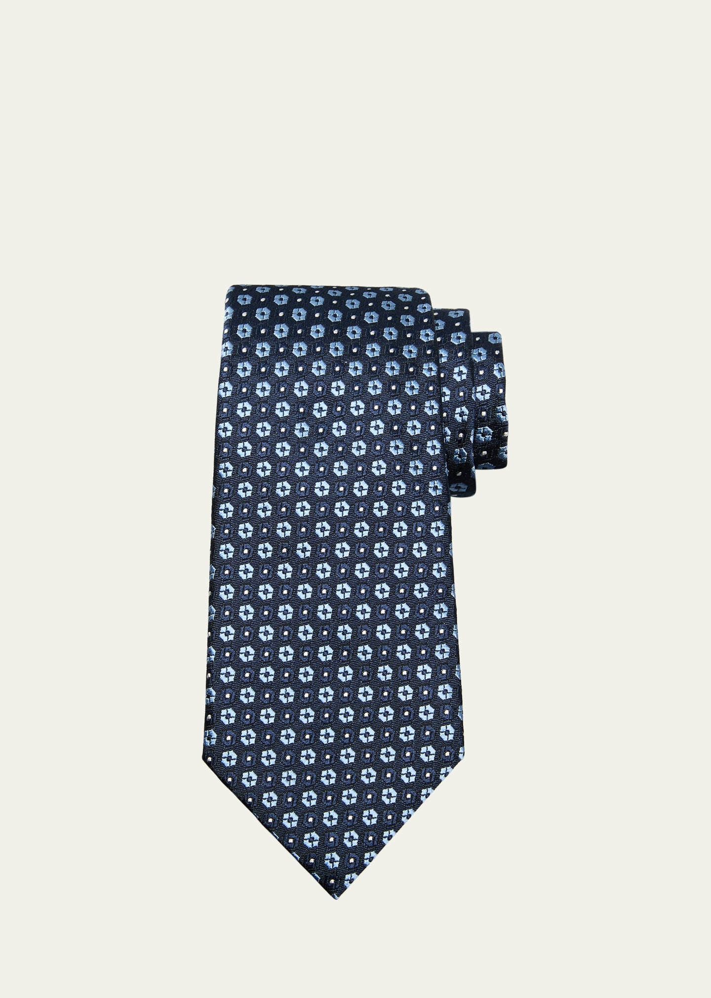 Men's Geometric Jacquard Silk Tie - 1