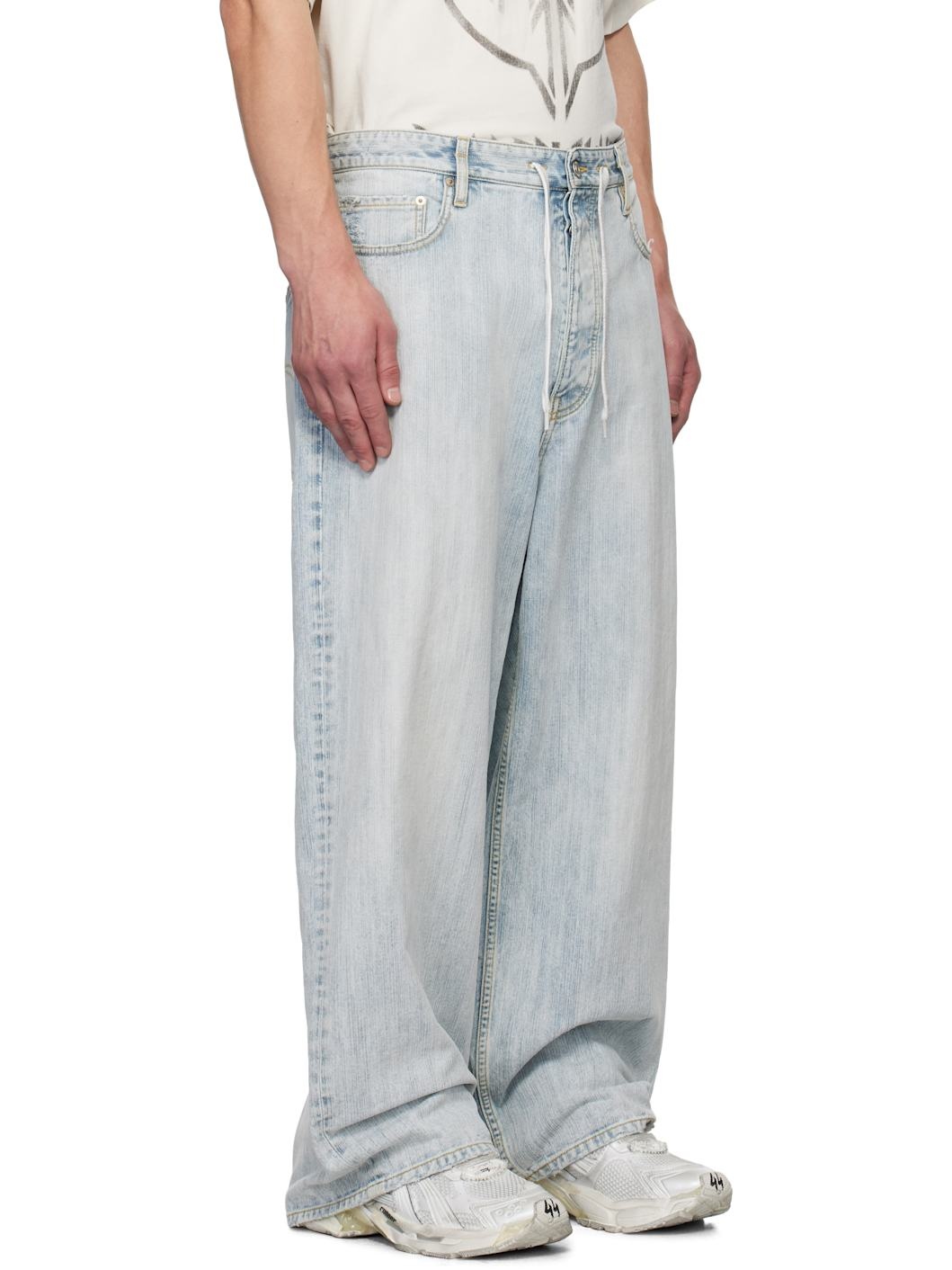 Blue Bleached Ring Baggy Jeans - 2