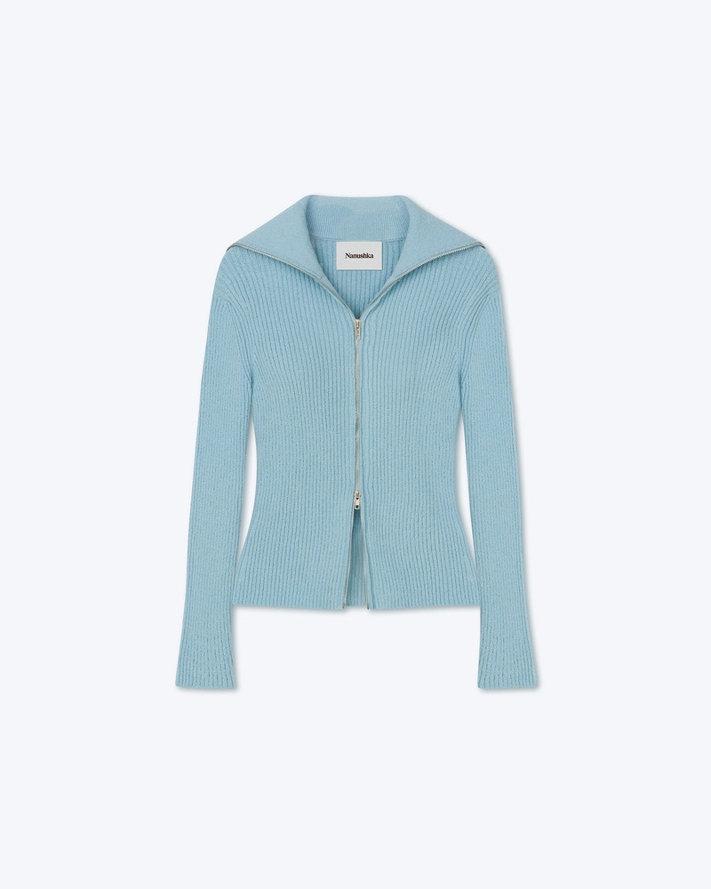 FEJA - Terry-knit zip-through sweater - Sky 5