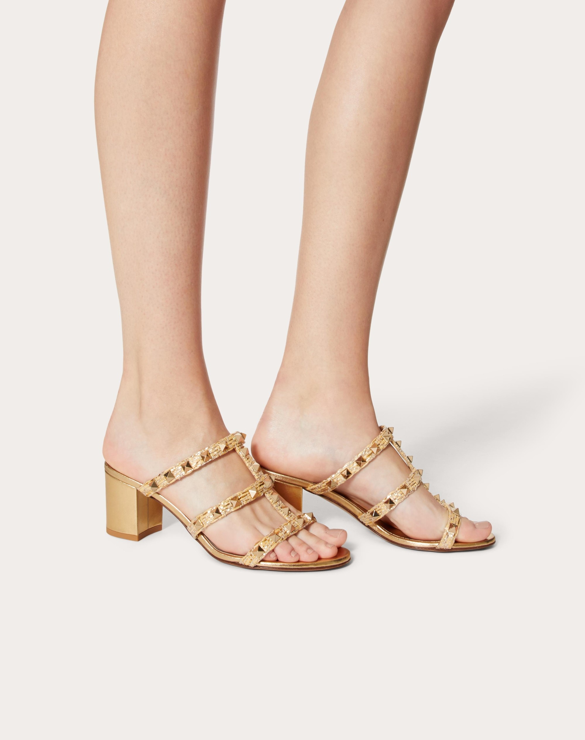 ROCKSTUD RAFFIA SLIDE SANDAL 60MM - 6