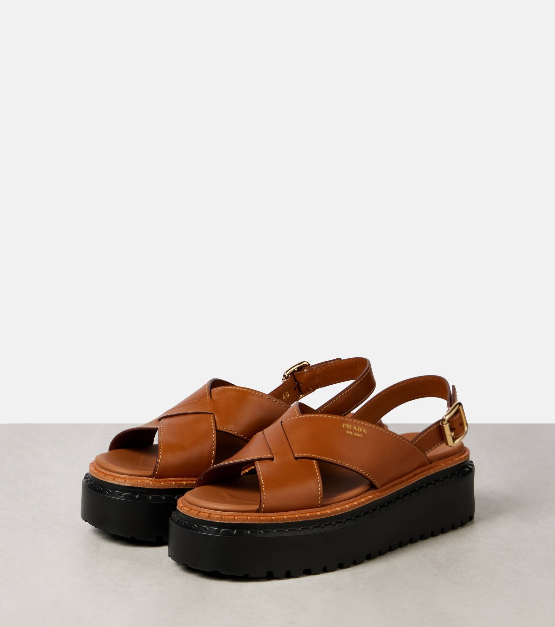 Leather platform sandals - 4