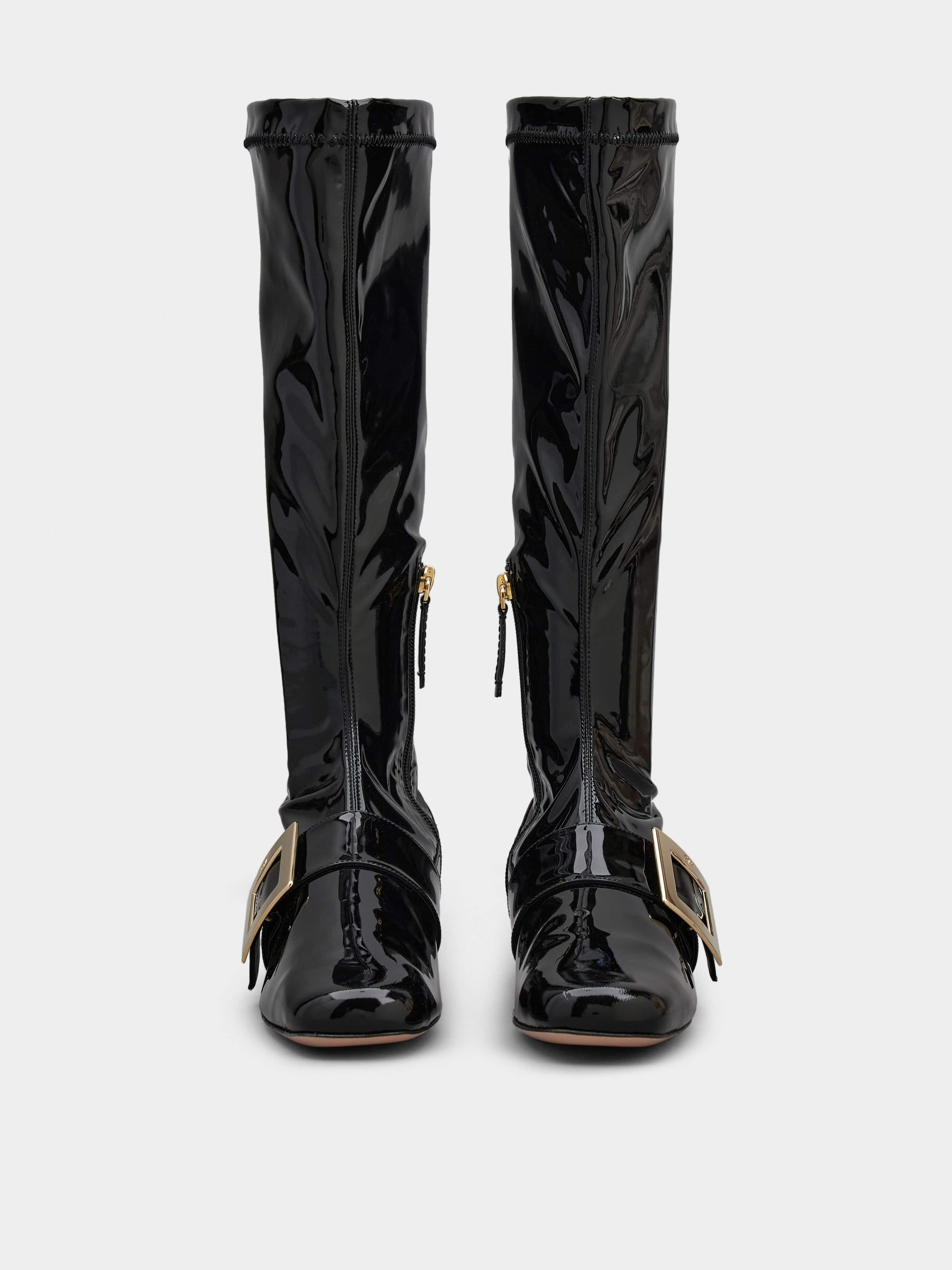 Très Vivier Babies Metal Buckle Strech Boots in Patent Leather - 6