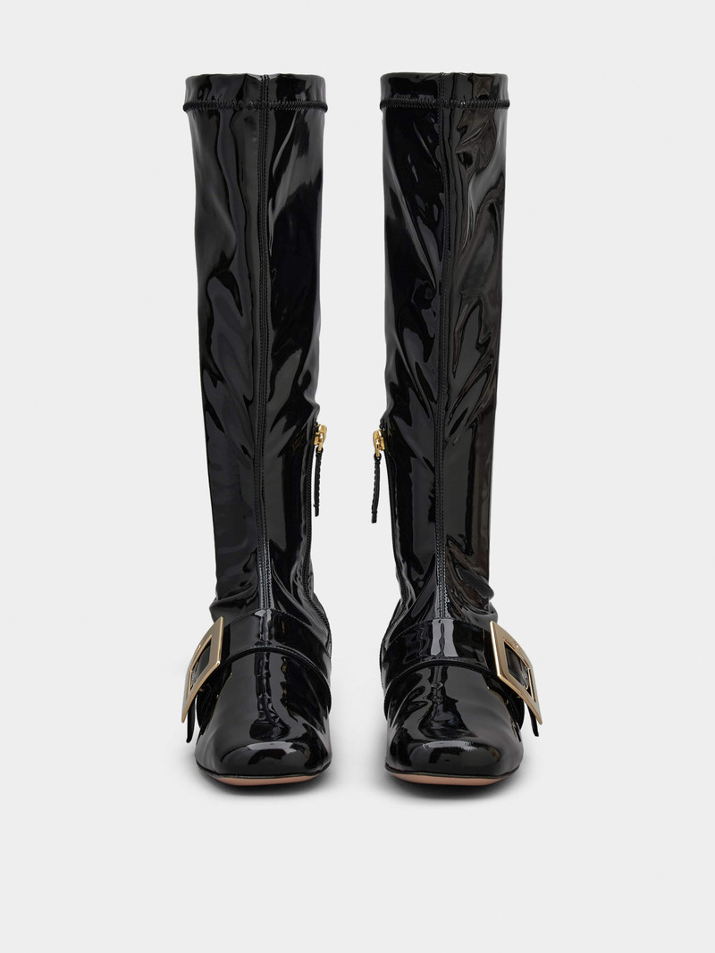 Très Vivier Babies Metal Buckle Strech Boots in Patent Leather 6