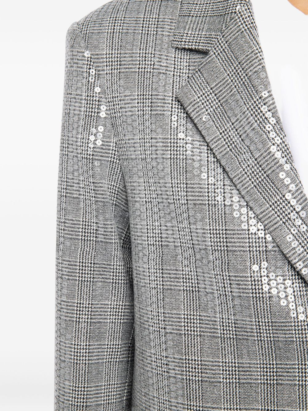 sequin-embellished check blazer - 5