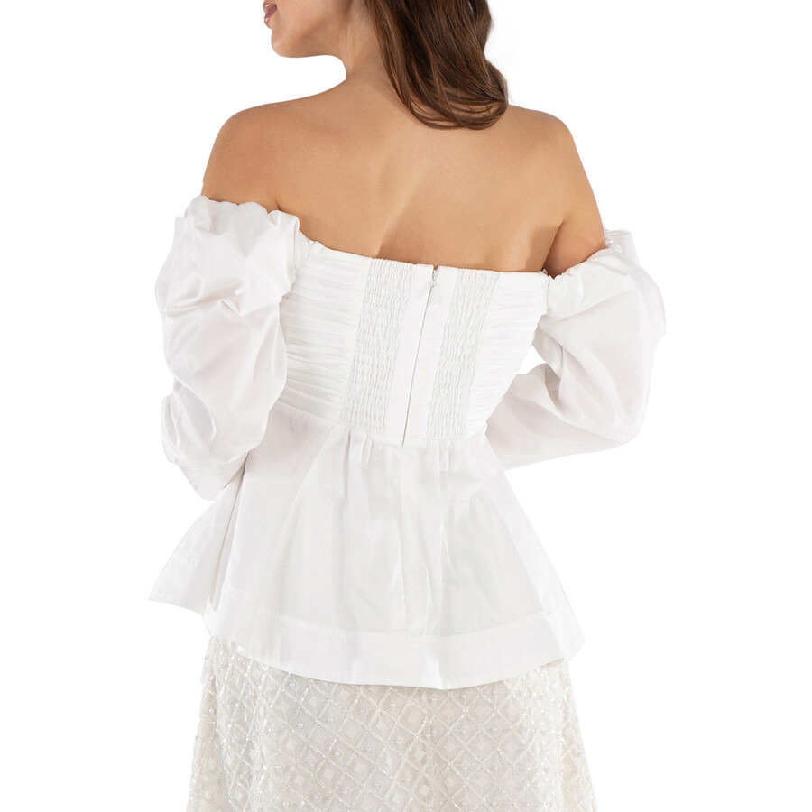 Aje Ladies Ivory Cotton Poplin Strapless Valentina Bow Top - 5