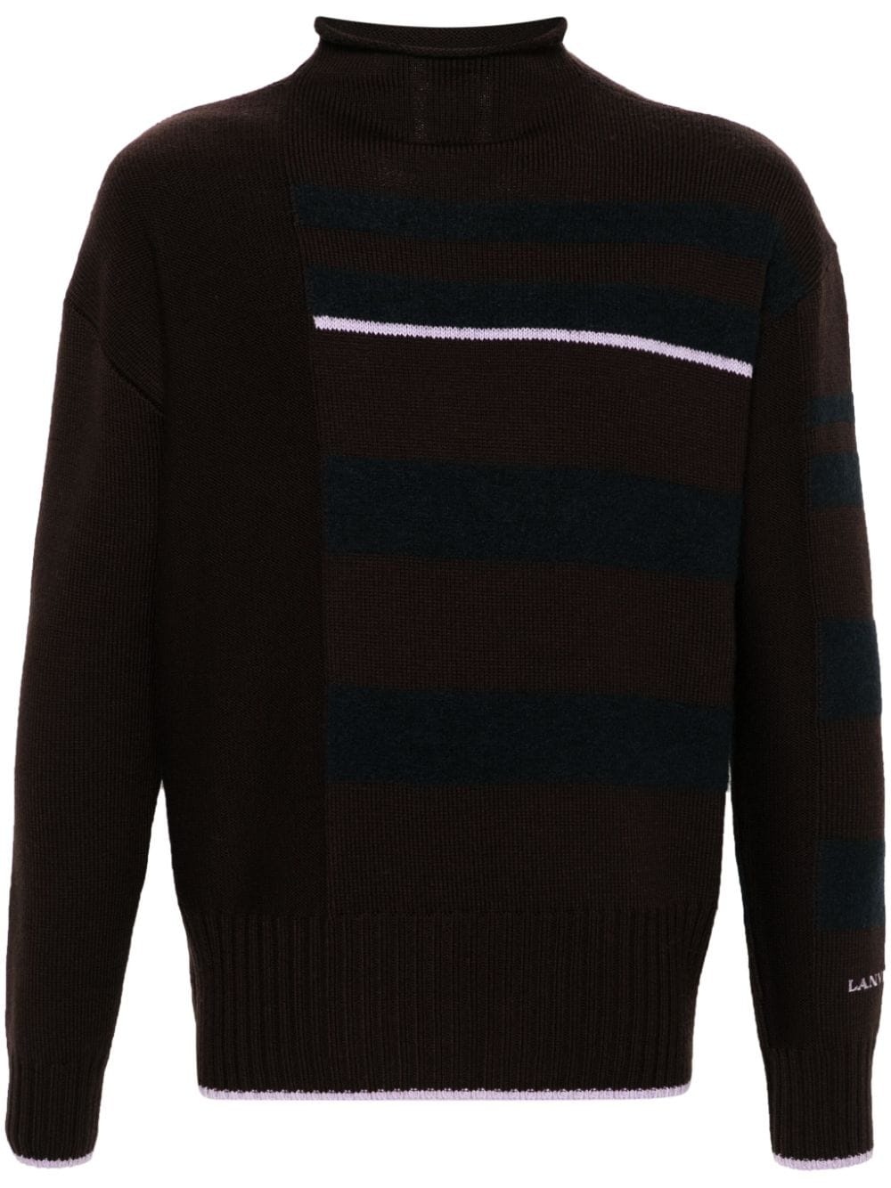 striped mock-neck jumper - 1