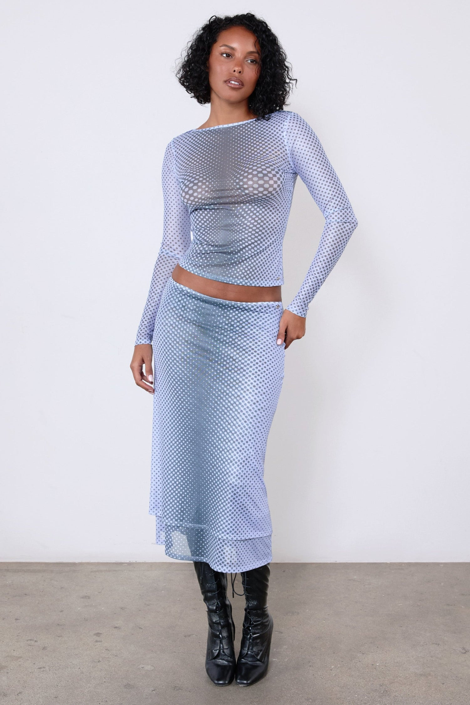 MARIA SKIRT - WARPED DOT PERIWINKLE - 1
